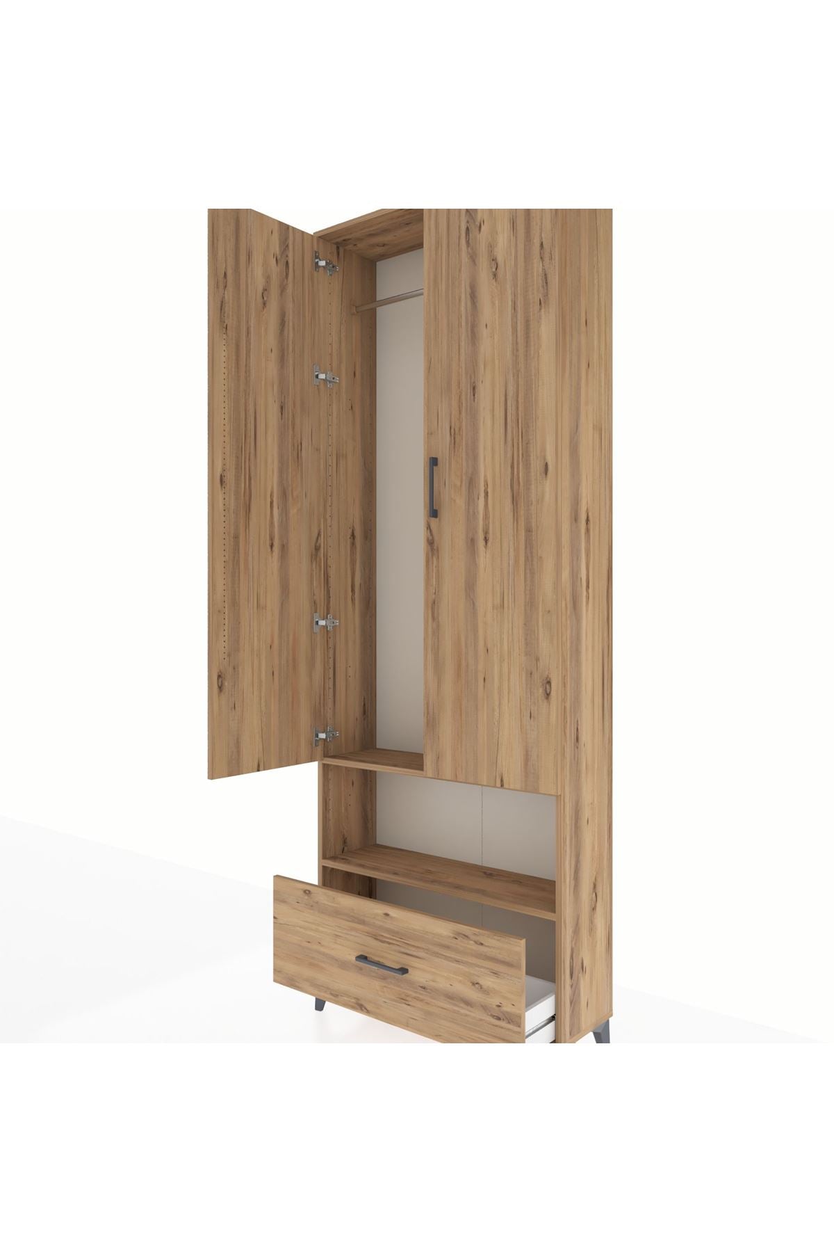 Arges Dolap 2 Raflı Tek Çekmeceli Tek Askılı 88x30x243 - S33M313V9A