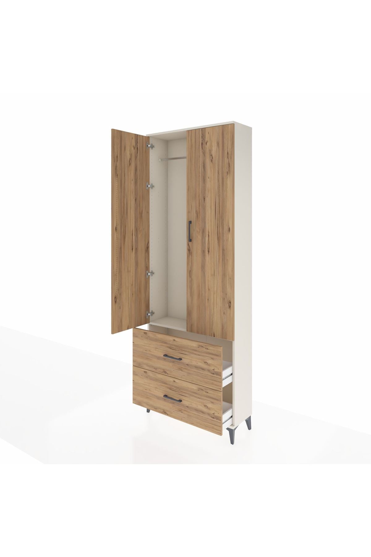 Arges Dolap Tek Raflı 2 Çekmeceli Tek Askılı 88x30x243 - S33M315V3A