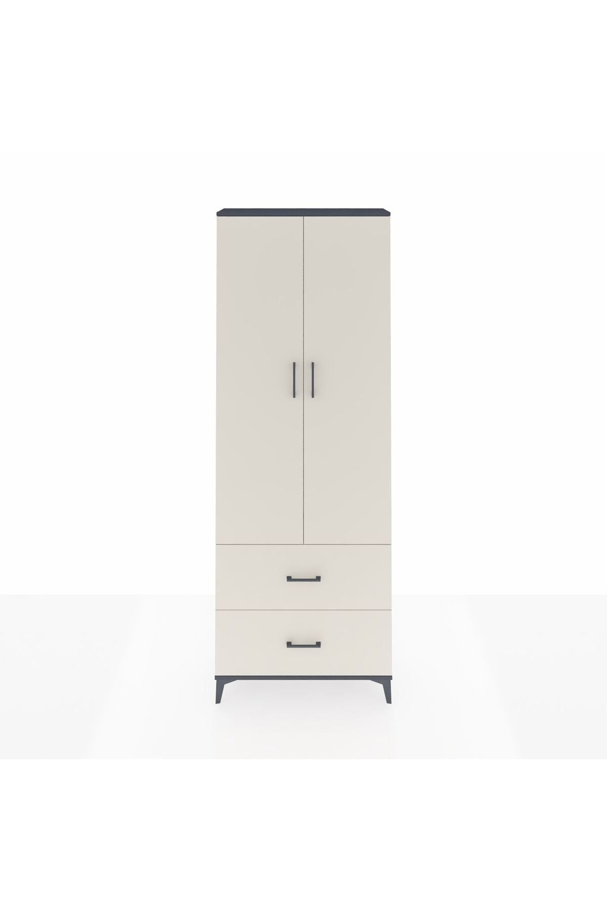Arges Dolap Tek Raflı 2 Çekmeceli Tek Askılı 88x30x243 - S33M315V4A