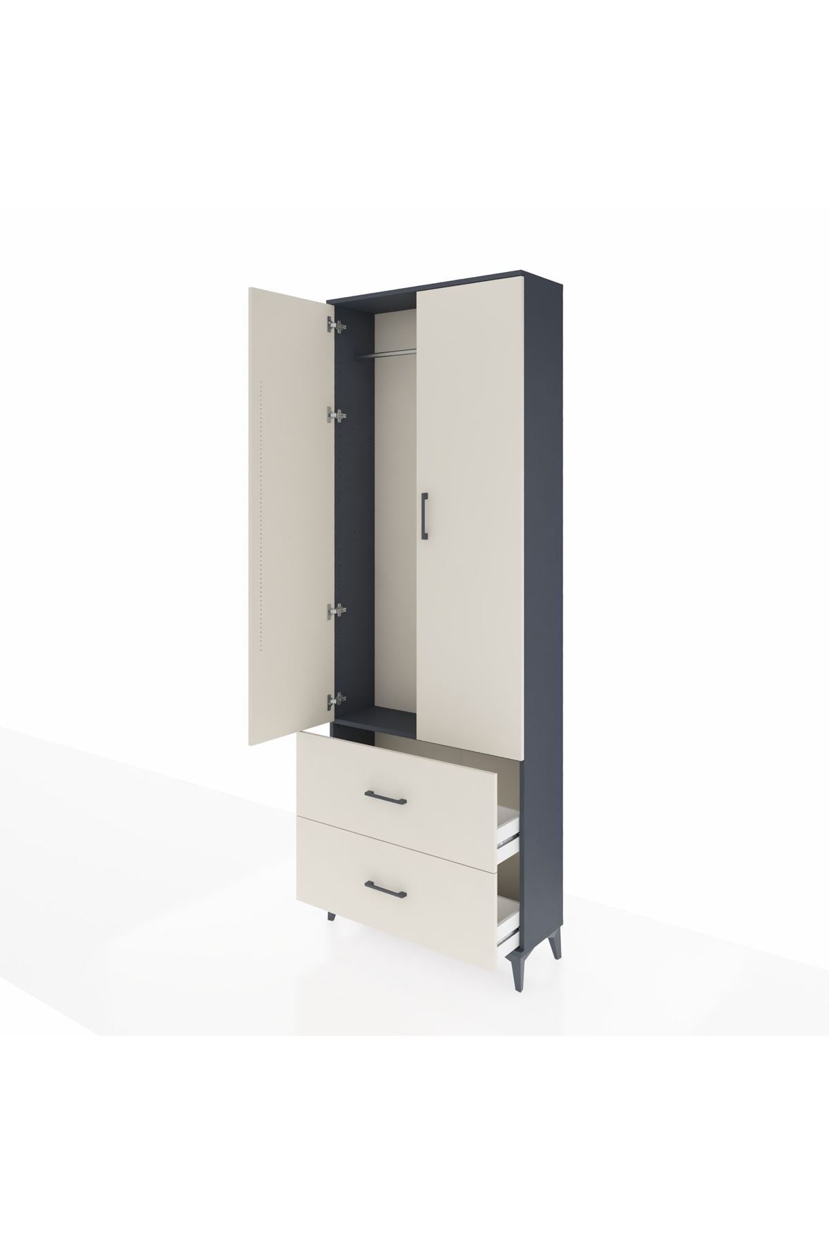 Arges Dolap Tek Raflı 2 Çekmeceli Tek Askılı 88x30x243 - S33M315V4A