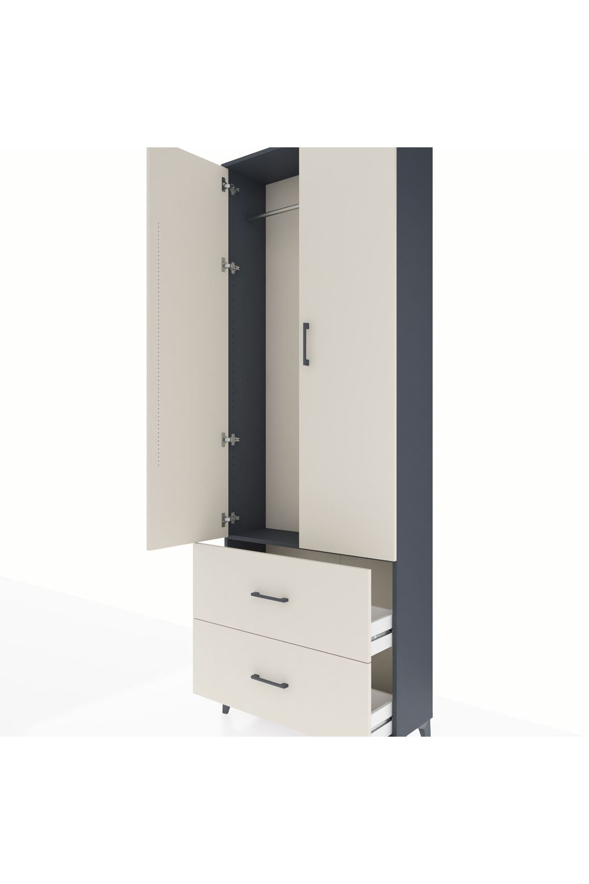 Arges Dolap Tek Raflı 2 Çekmeceli Tek Askılı 88x30x243 - S33M315V4A