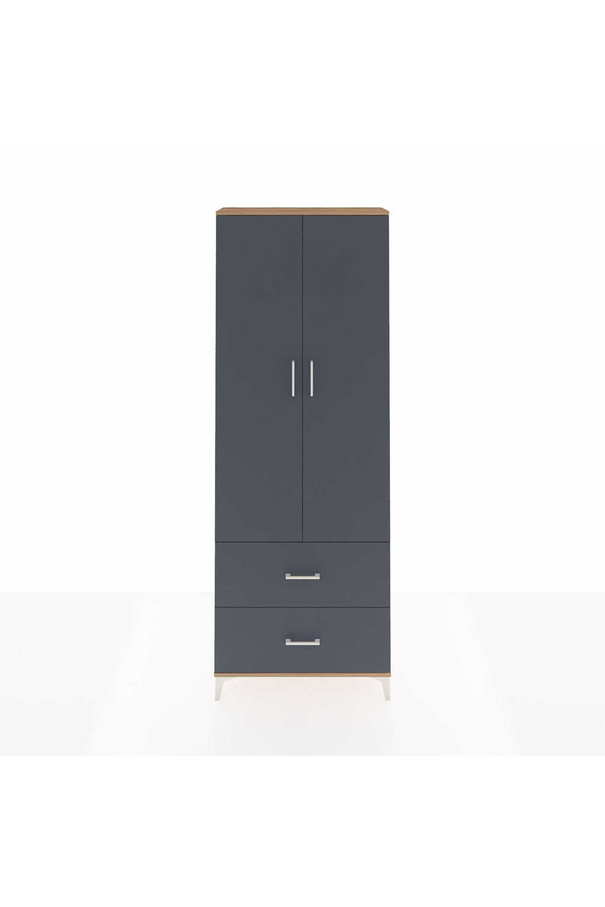 Arges Dolap Tek Raflı 2 Çekmeceli Tek Askılı 88x30x243 - S33M315V8A