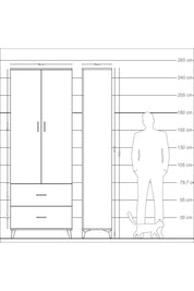 Arges Dolap Tek Raflı 2 Çekmeceli Tek Askılı 88x30x243 - S33M315V8A