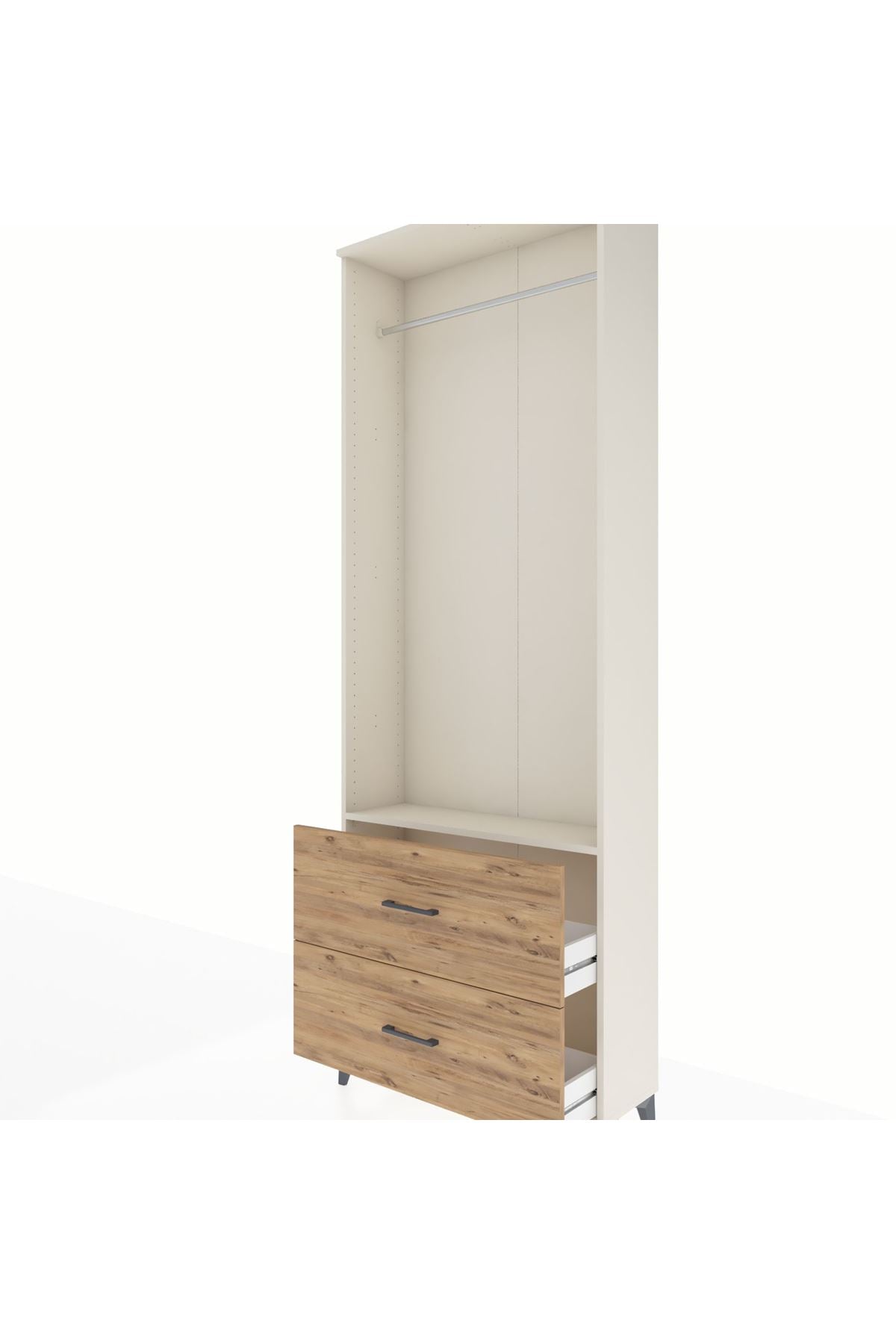 Arges Dolap Tek Raflı 2 Çekmeceli Tek Askılı 88x30x243 - S33M316V3A