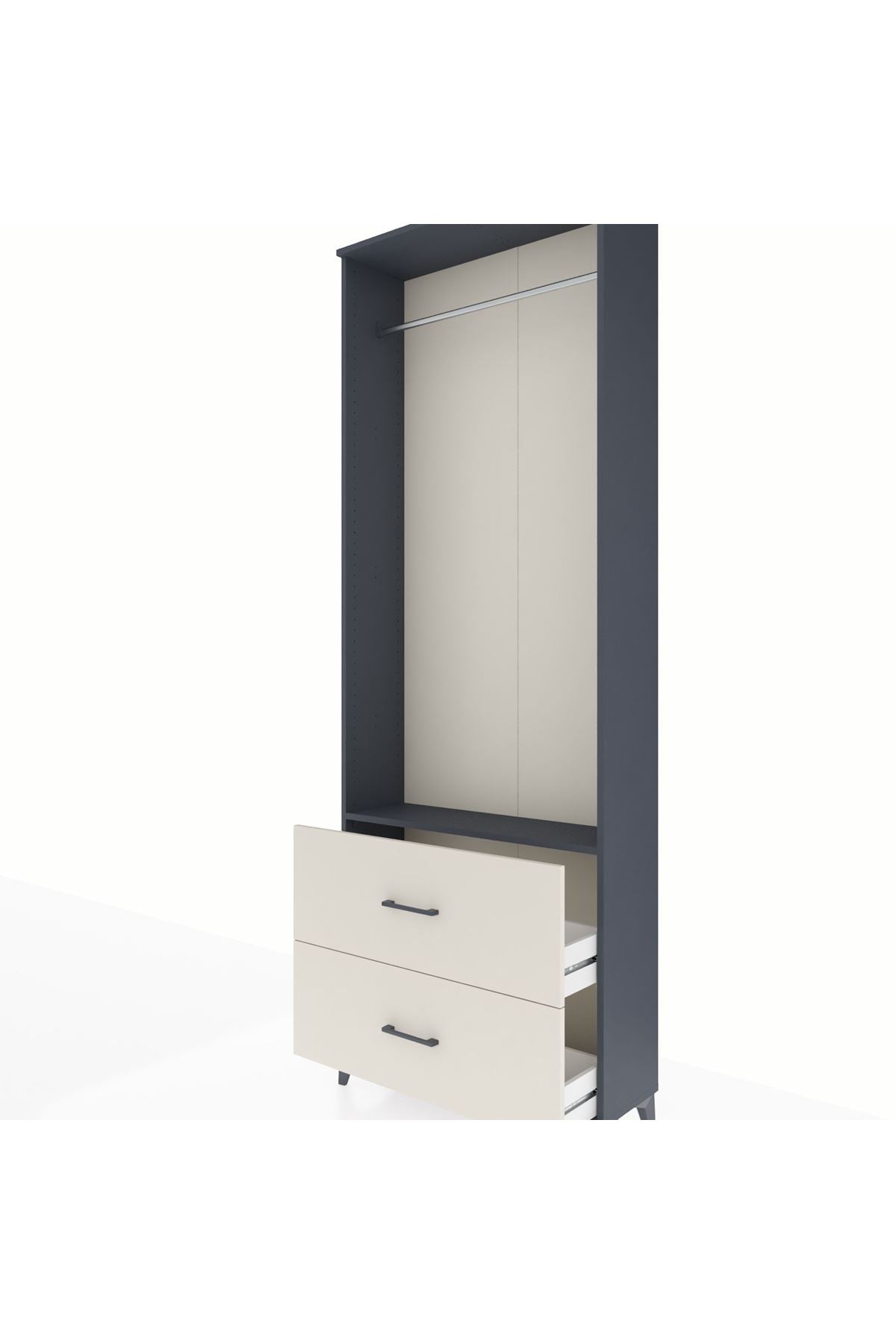 Arges Dolap Tek Raflı 2 Çekmeceli Tek Askılı 88x30x243 - S33M316V4A