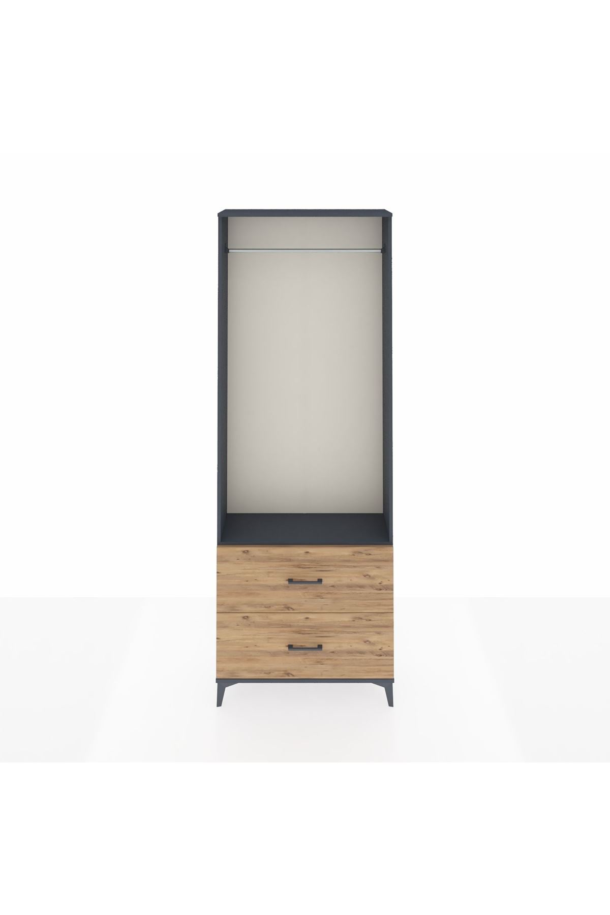 Arges Dolap Tek Raflı 2 Çekmeceli Tek Askılı 88x30x243 - S33M316V6A