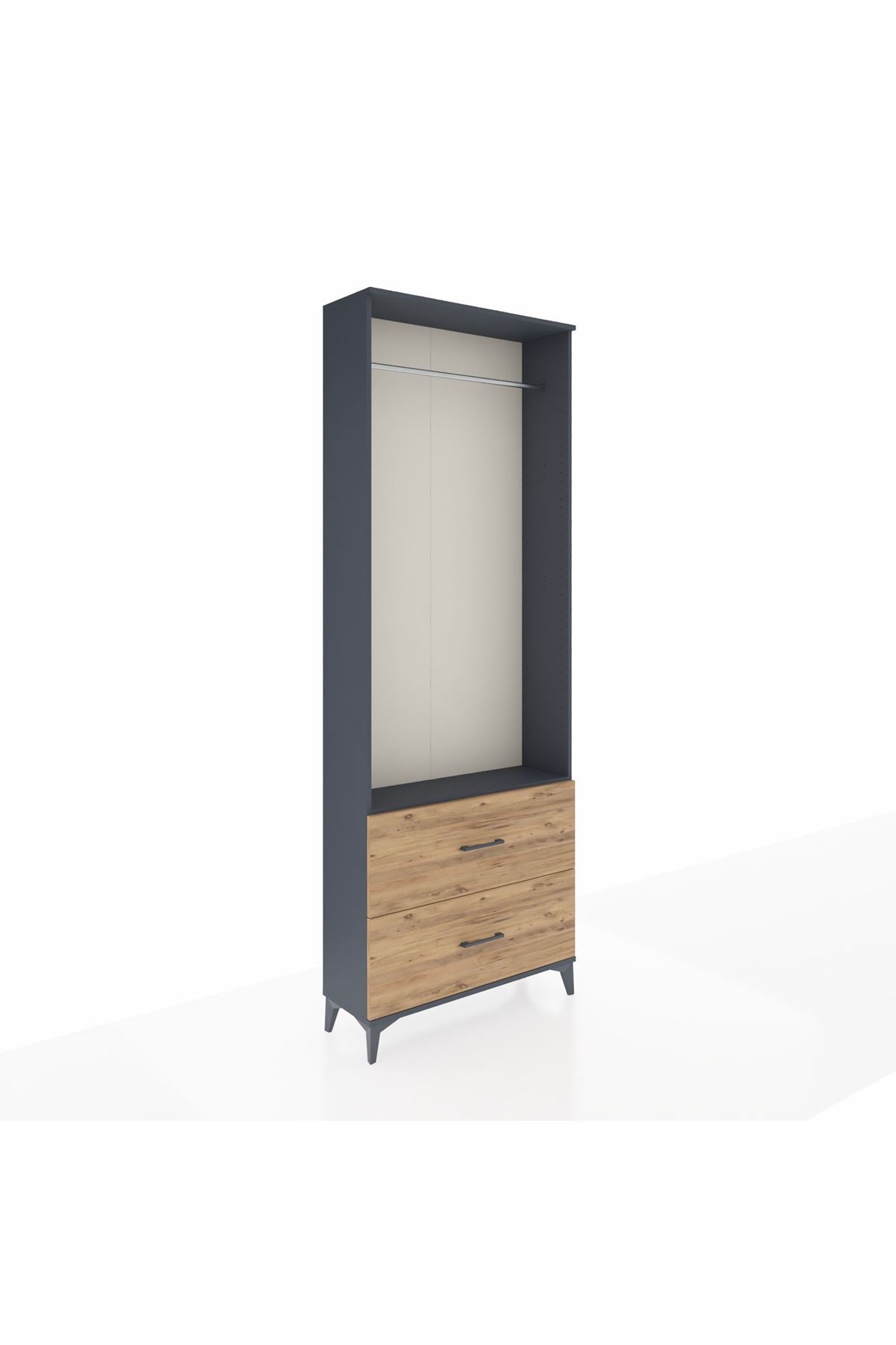 Arges Dolap Tek Raflı 2 Çekmeceli Tek Askılı 88x30x243 - S33M316V6A