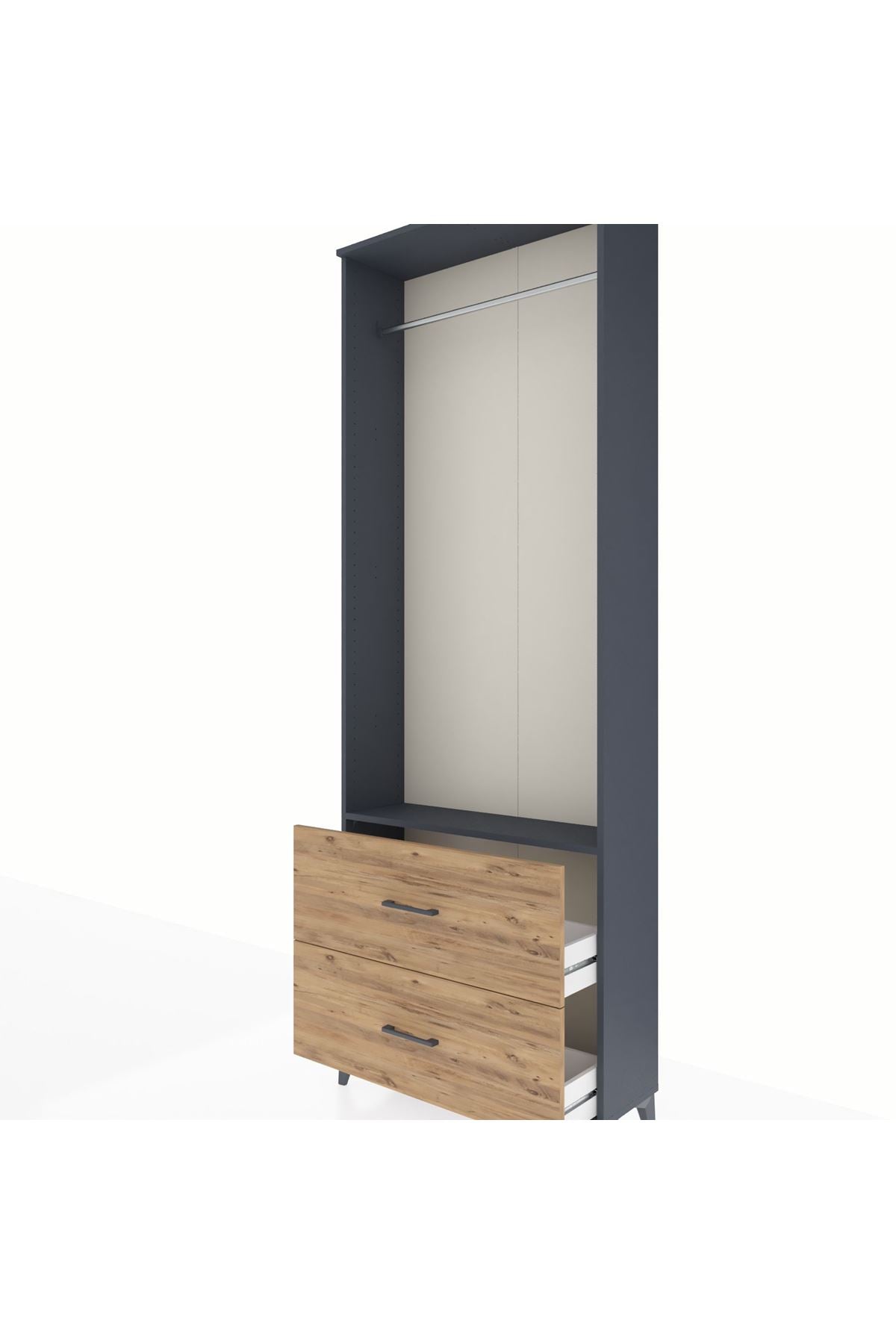 Arges Dolap Tek Raflı 2 Çekmeceli Tek Askılı 88x30x243 - S33M316V6A