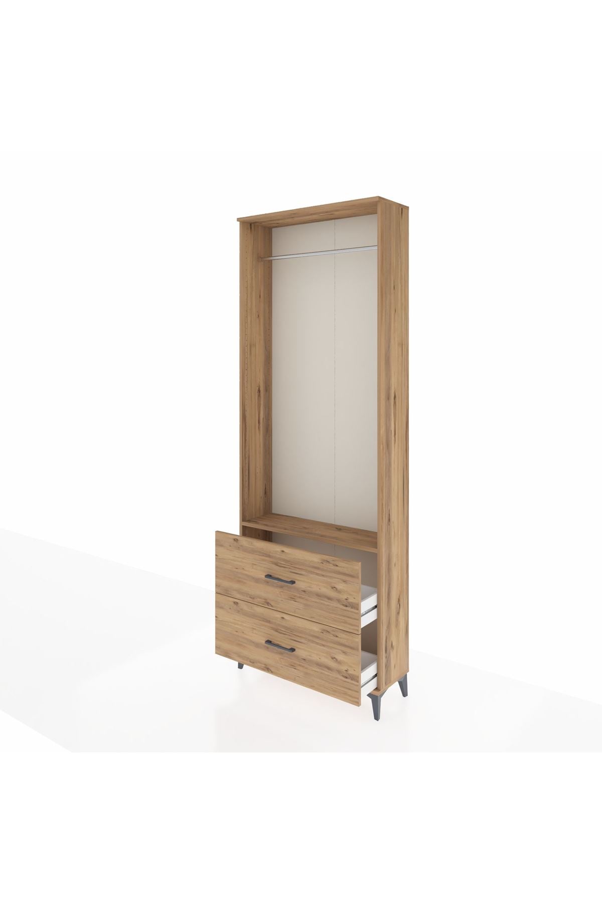 Arges Dolap Tek Raflı 2 Çekmeceli Tek Askılı 88x30x243 - S33M316V9A