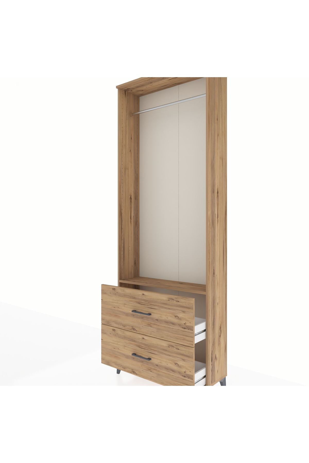 Arges Dolap Tek Raflı 2 Çekmeceli Tek Askılı 88x30x243 - S33M316V9A