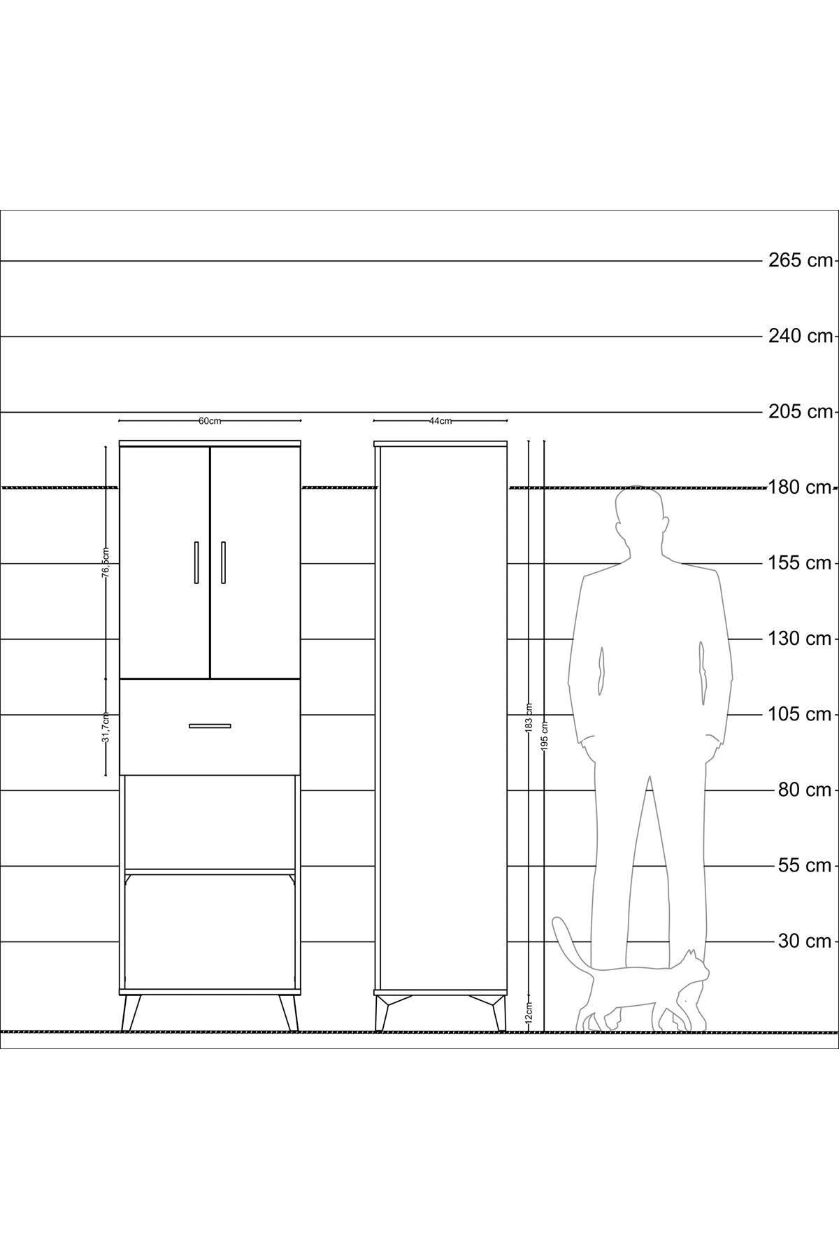 Hyperion Dolap 4 Raflı Tek Çekmeceli 2 Kapaklı 60x44x195 - S59M002V9B