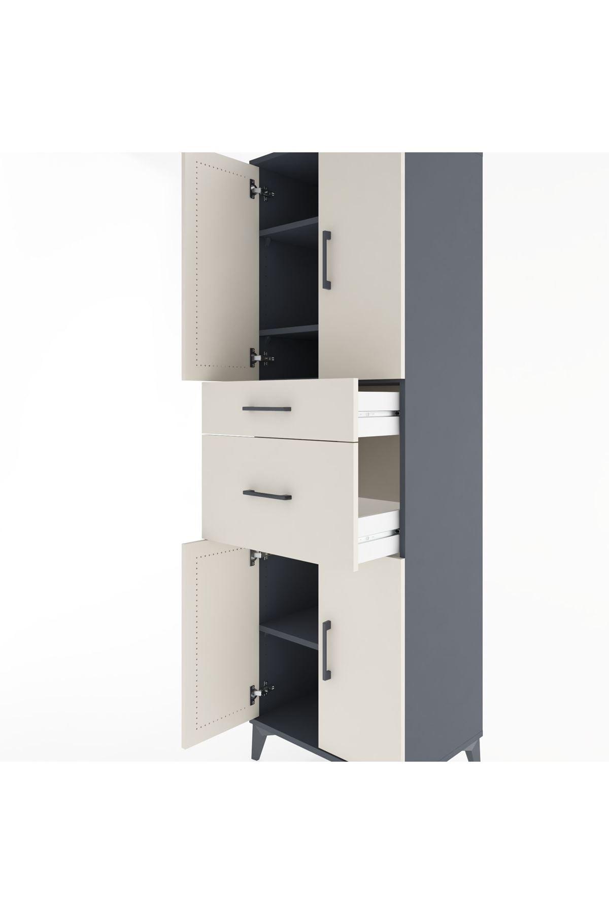 Hyperion Dolap 4 Raflı 2 Çekmeceli 4 Kapaklı 60x44x195 - S59M004V4B