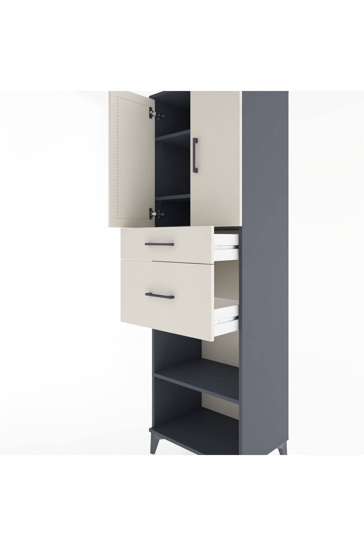 Hyperion Dolap 4 Raflı 2 Çekmeceli 2 Kapaklı 60x44x195 - S59M005V4B