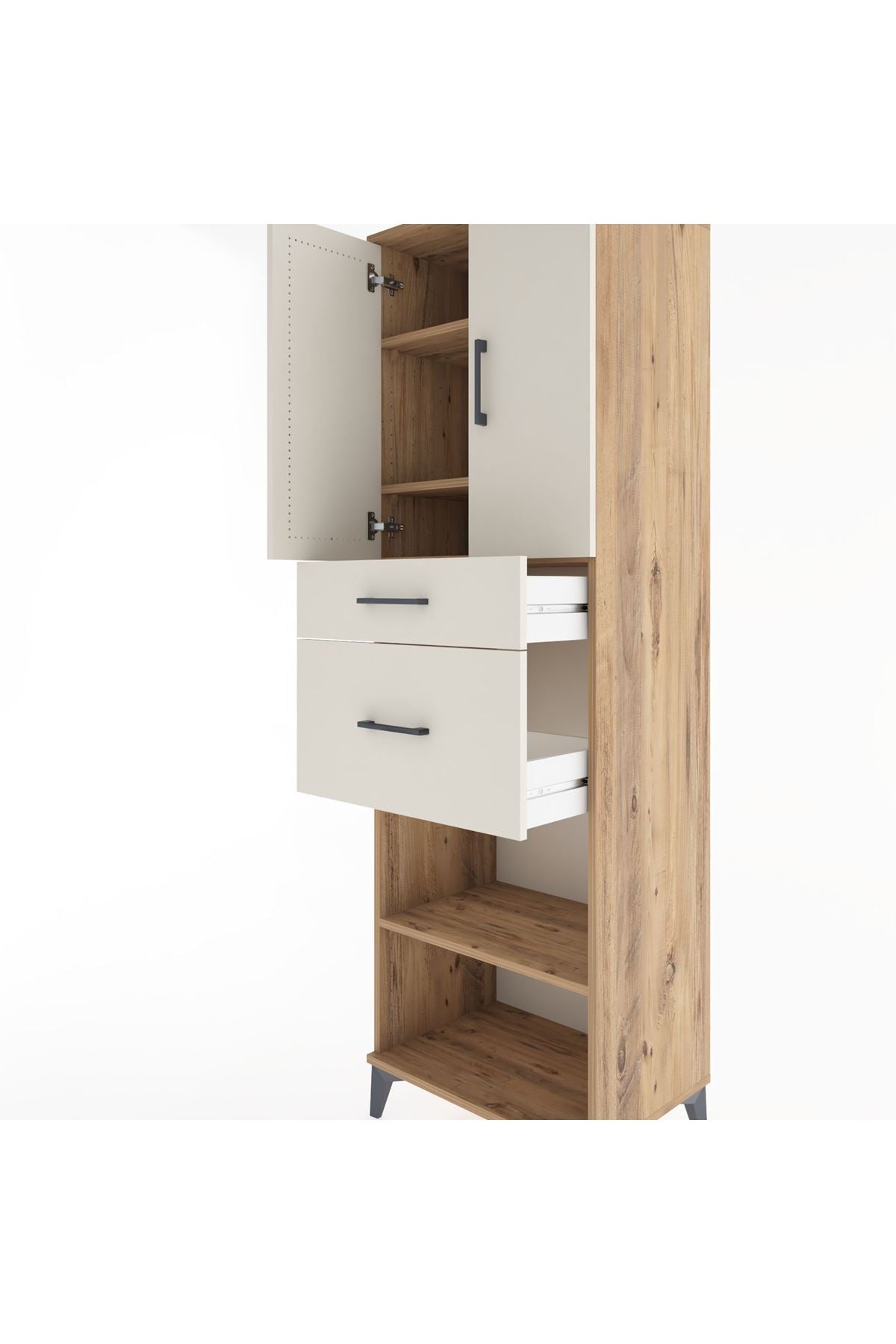 Hyperion Dolap 4 Raflı 2 Çekmeceli 2 Kapaklı 60x44x195 - S59M005V7B