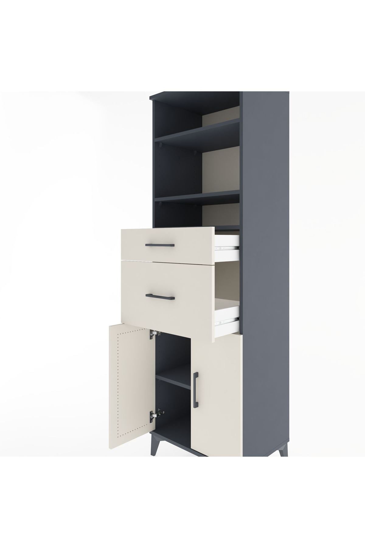 Hyperion Dolap 4 Raflı 2 Çekmeceli 2 Kapaklı 60x44x195 - S59M006V4B
