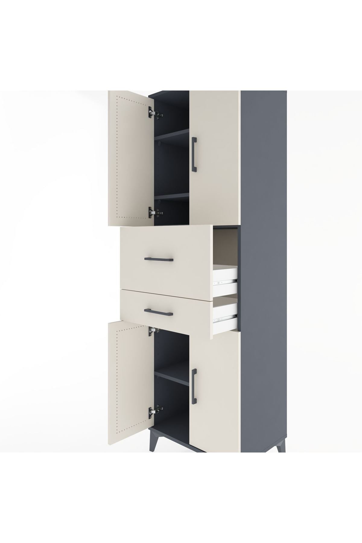Hyperion Dolap 4 Raflı 2 Çekmeceli 4 Kapaklı 60x44x195 - S59M007V4B