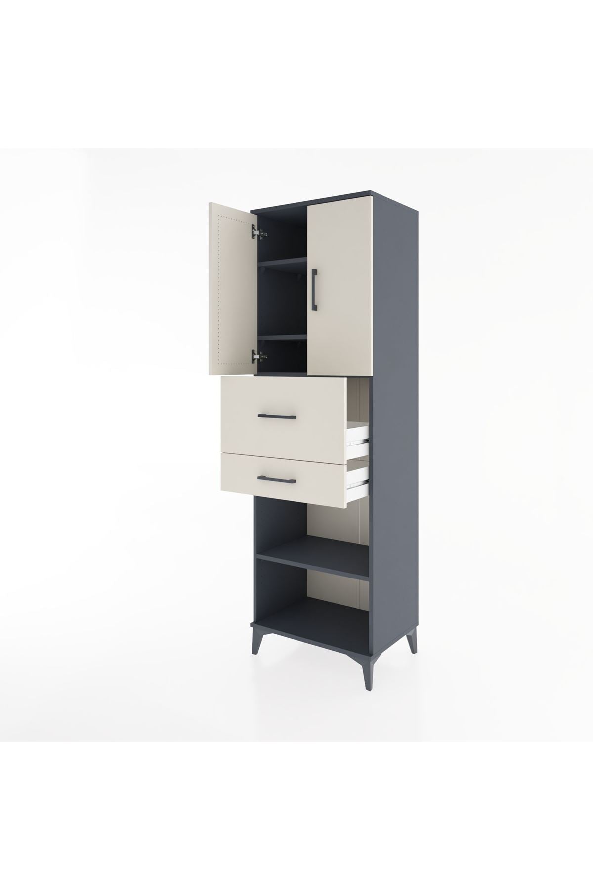 Hyperion Dolap 4 Raflı 2 Çekmeceli 2 Kapaklı 60x44x195 - S59M008V4B