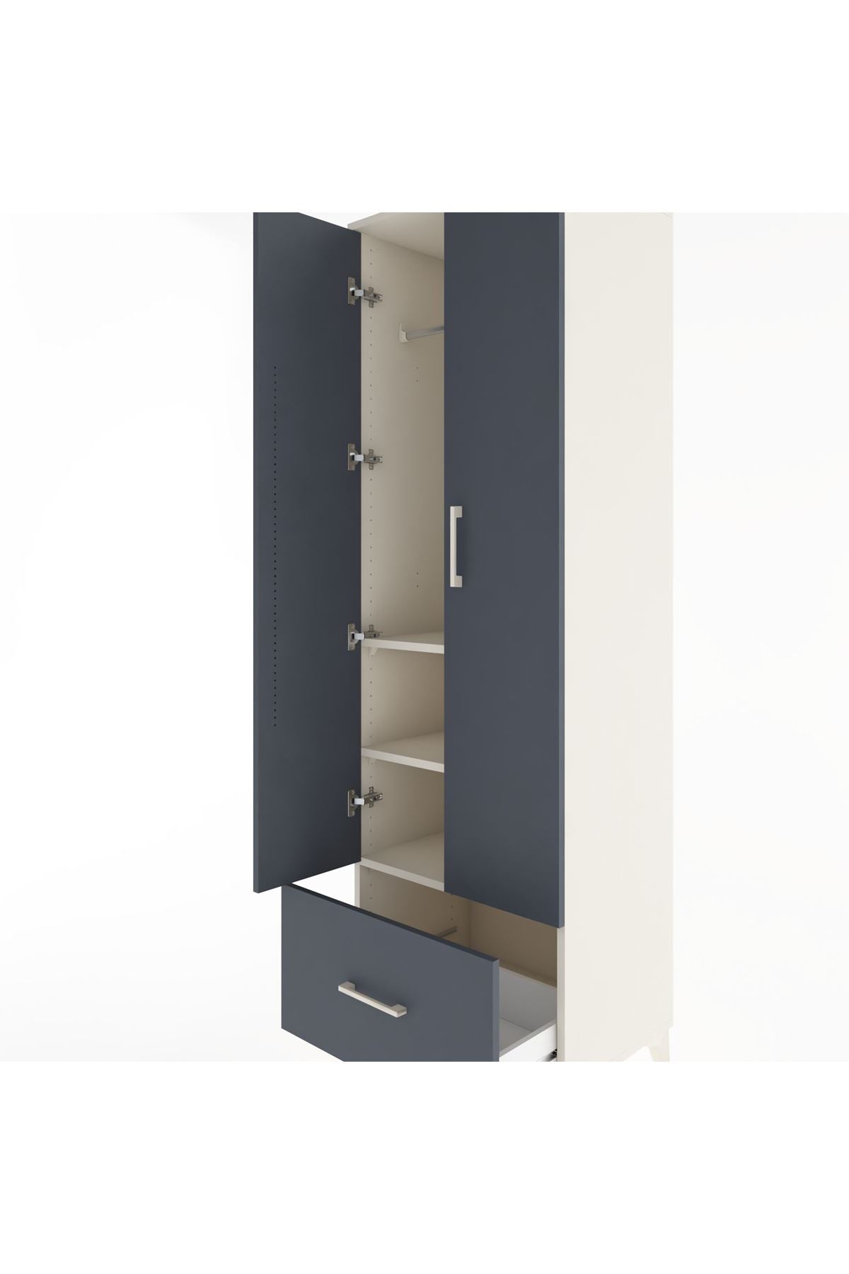 Hyperion Dolap 3 Raflı Tek Çekmeceli Tek Askılı 60x44x195 - S59M010V2B