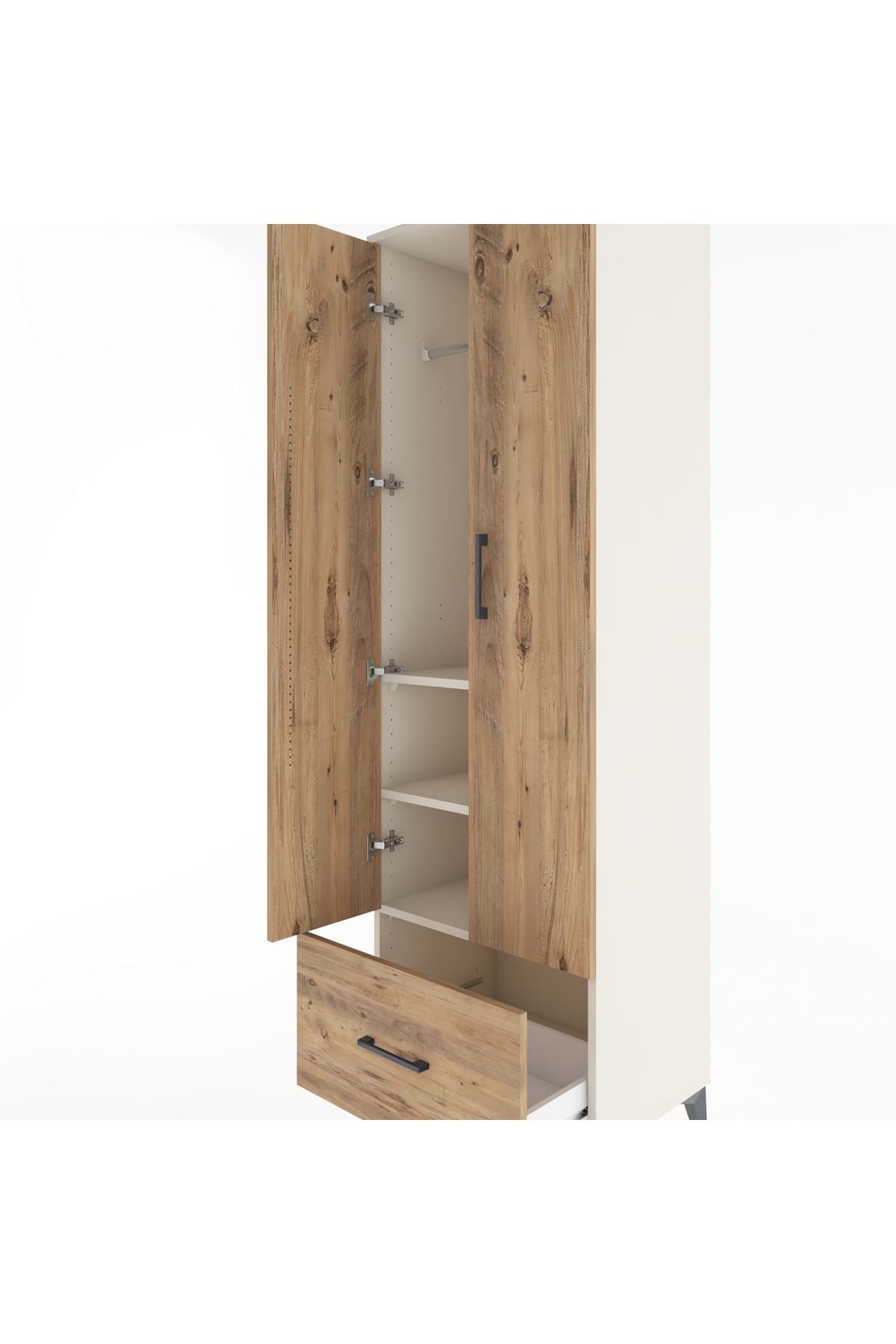 Hyperion Dolap 3 Raflı Tek Çekmeceli Tek Askılı 60x44x195 - S59M010V3B