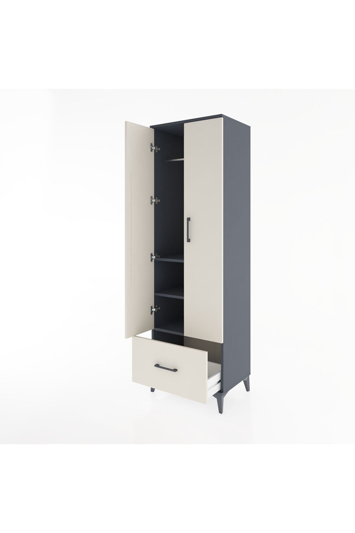 Hyperion Dolap 3 Raflı Tek Çekmeceli Tek Askılı 60x44x195 - S59M010V4B
