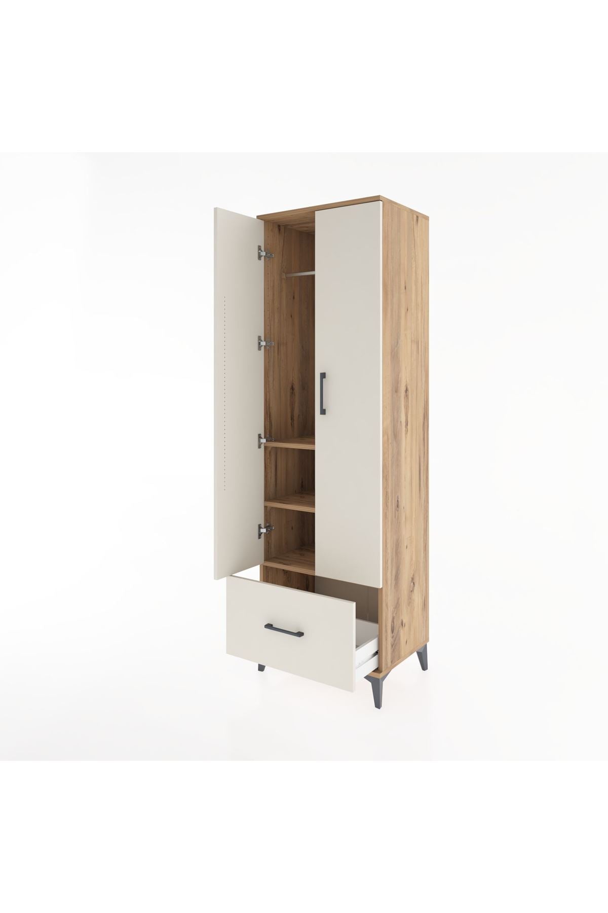 Hyperion Dolap 3 Raflı Tek Çekmeceli Tek Askılı 60x44x195 - S59M010V7B