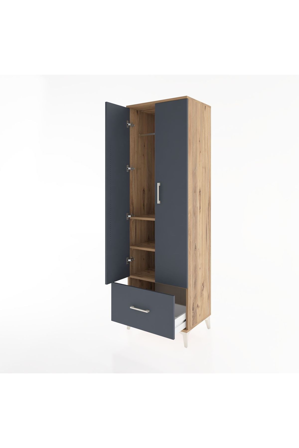 Hyperion Dolap 3 Raflı Tek Çekmeceli Tek Askılı 60x44x195 - S59M010V8B
