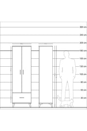 Hyperion Dolap 3 Raflı Tek Çekmeceli Tek Askılı 60x44x195 - S59M010V8B