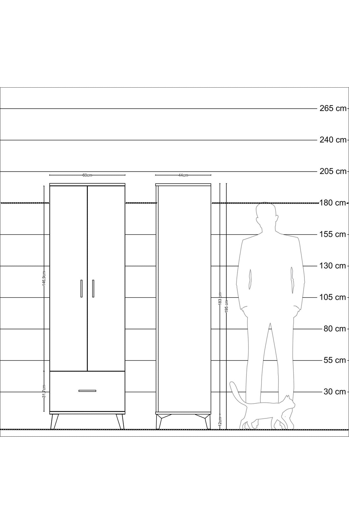 Hyperion Dolap 5 Raflı Tek Çekmeceli 2 Kapaklı 60x44x195 - S59M011V4B