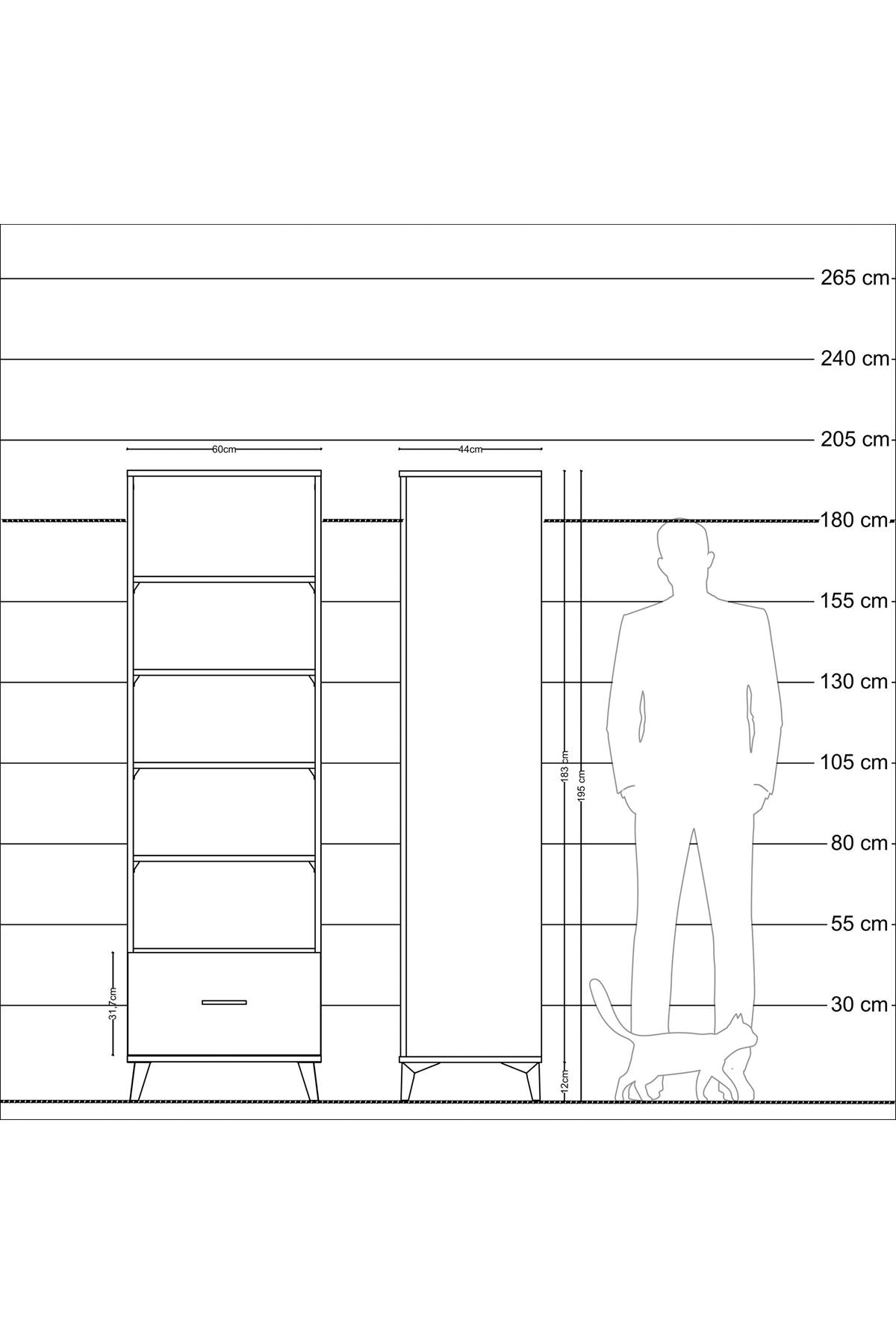 Hyperion Dolap 5 Raflı Tek Çekmeceli 60x44x195 - S59M012V8B