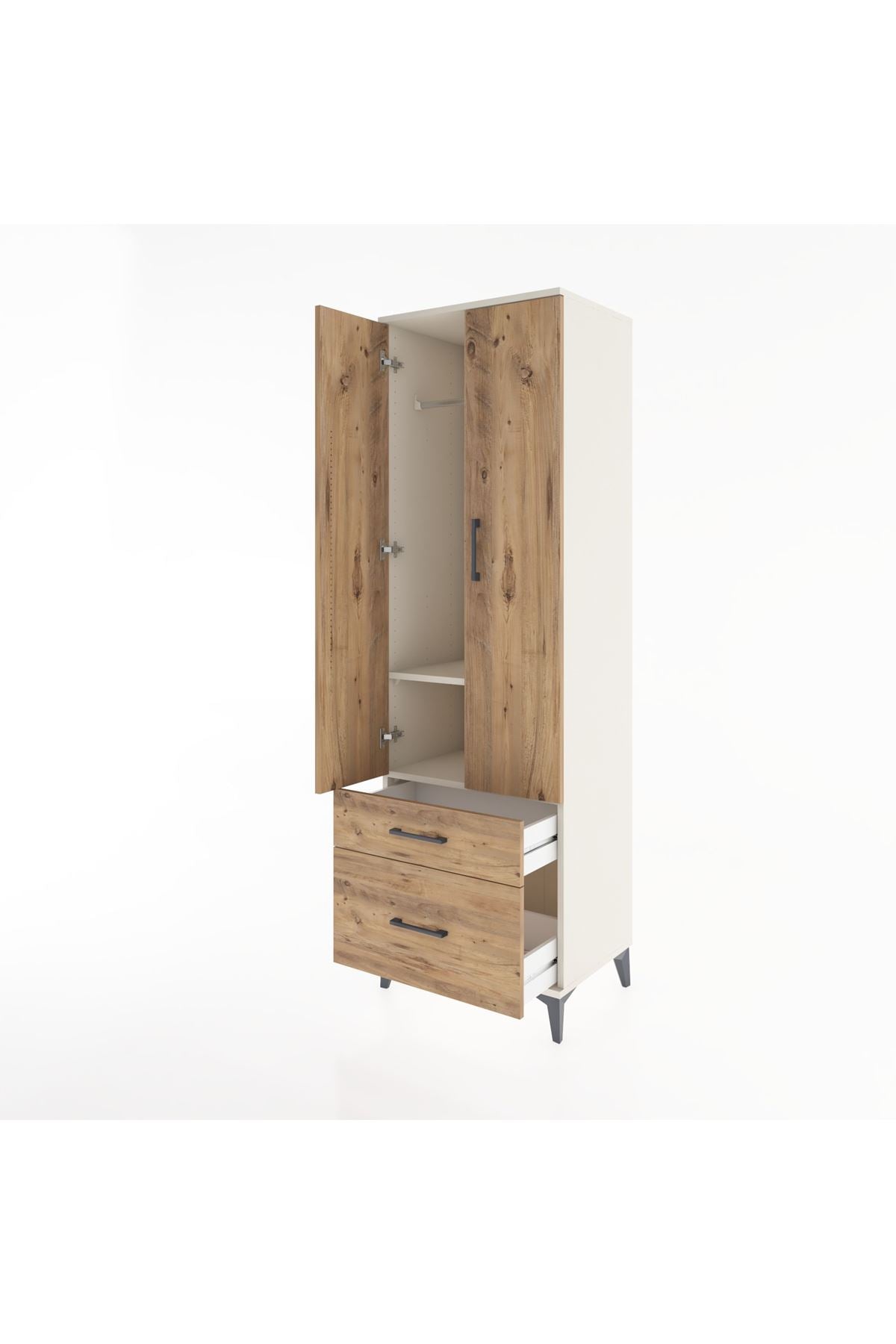 Hyperion Dolap 2 Raflı 2 Çekmeceli Tek Askılı 60x44x195 - S59M013V3B