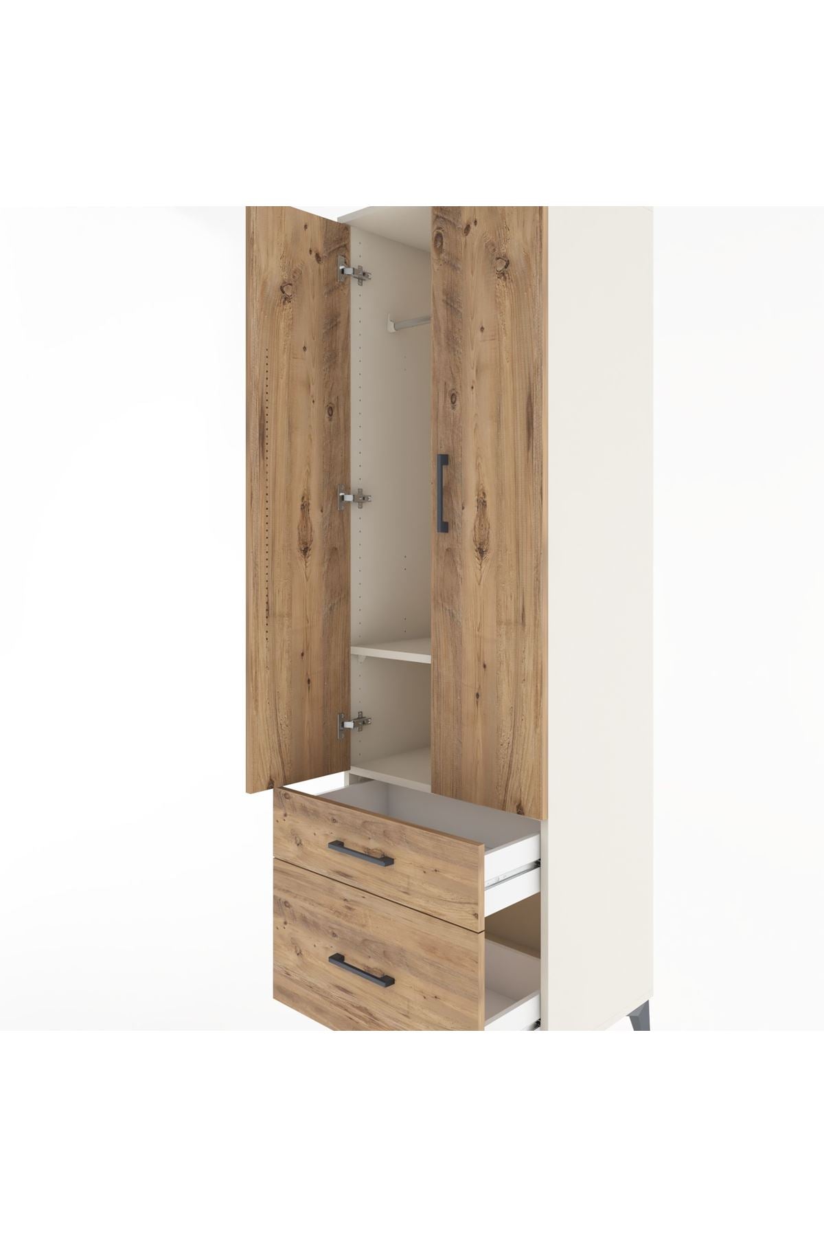 Hyperion Dolap 2 Raflı 2 Çekmeceli Tek Askılı 60x44x195 - S59M013V3B