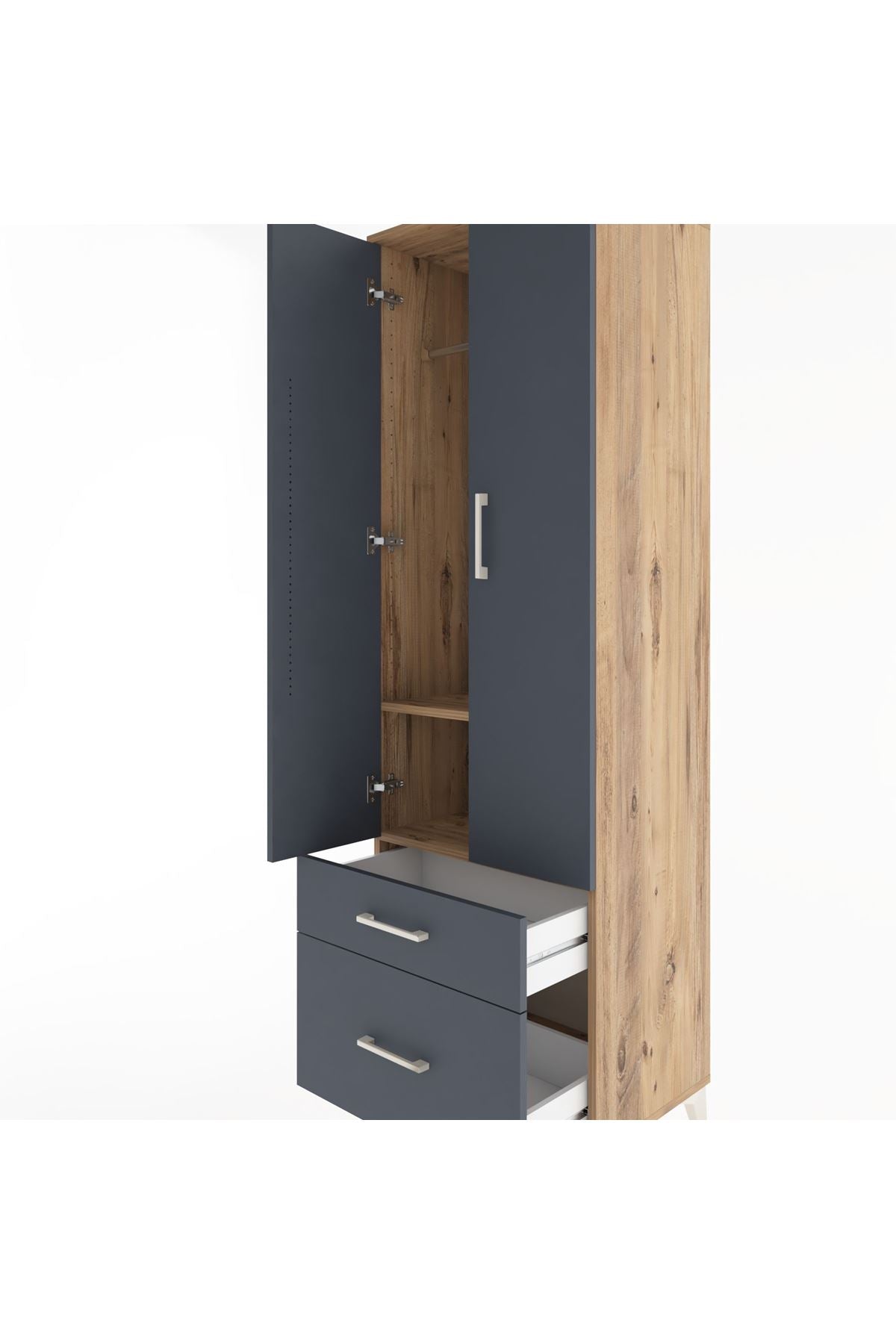 Hyperion Dolap 2 Raflı 2 Çekmeceli Tek Askılı 60x44x195 - S59M013V8B