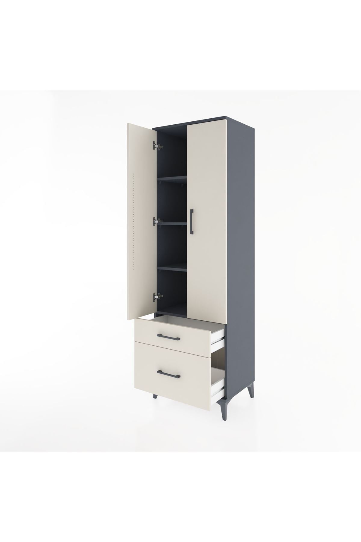 Hyperion Dolap 4 Raflı 2 Çekmeceli 2 Kapaklı 60x44x195 - S59M014V4B