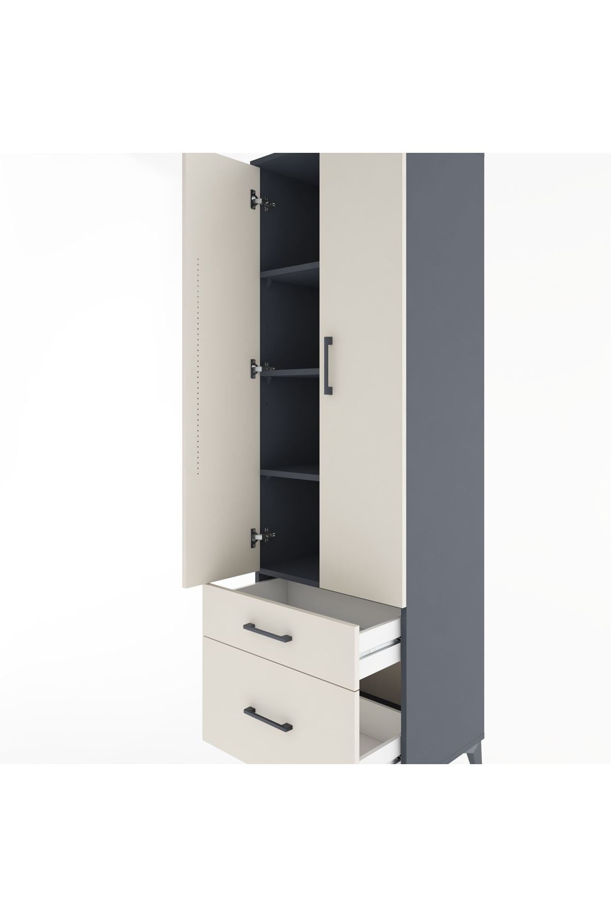 Hyperion Dolap 4 Raflı 2 Çekmeceli 2 Kapaklı 60x44x195 - S59M014V4B