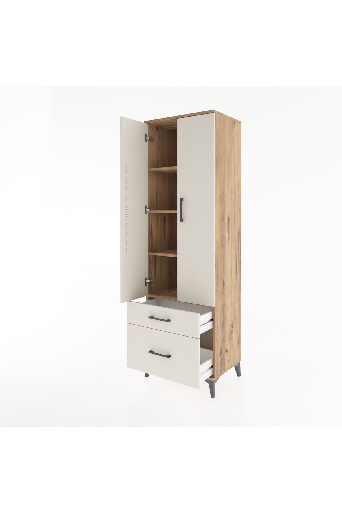Hyperion Dolap 4 Raflı 2 Çekmeceli 2 Kapaklı 60x44x195 - S59M014V7B