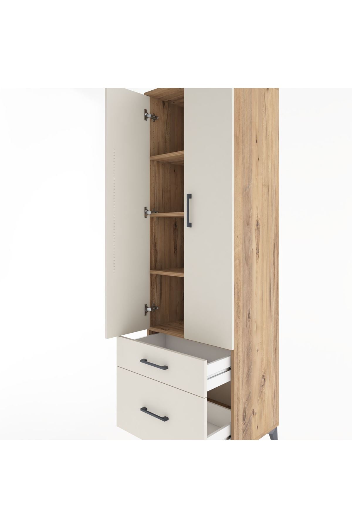 Hyperion Dolap 4 Raflı 2 Çekmeceli 2 Kapaklı 60x44x195 - S59M014V7B