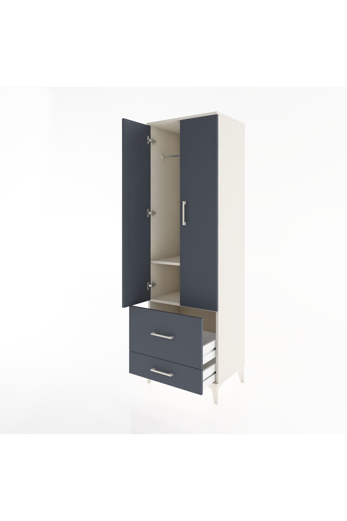 Hyperion Dolap 2 Raflı 2 Çekmeceli Tek Askılı 60x44x195 - S59M016V2B