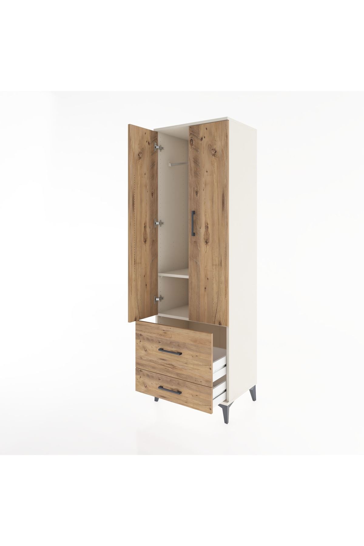 Hyperion Dolap 2 Raflı 2 Çekmeceli Tek Askılı 60x44x195 - S59M016V3B