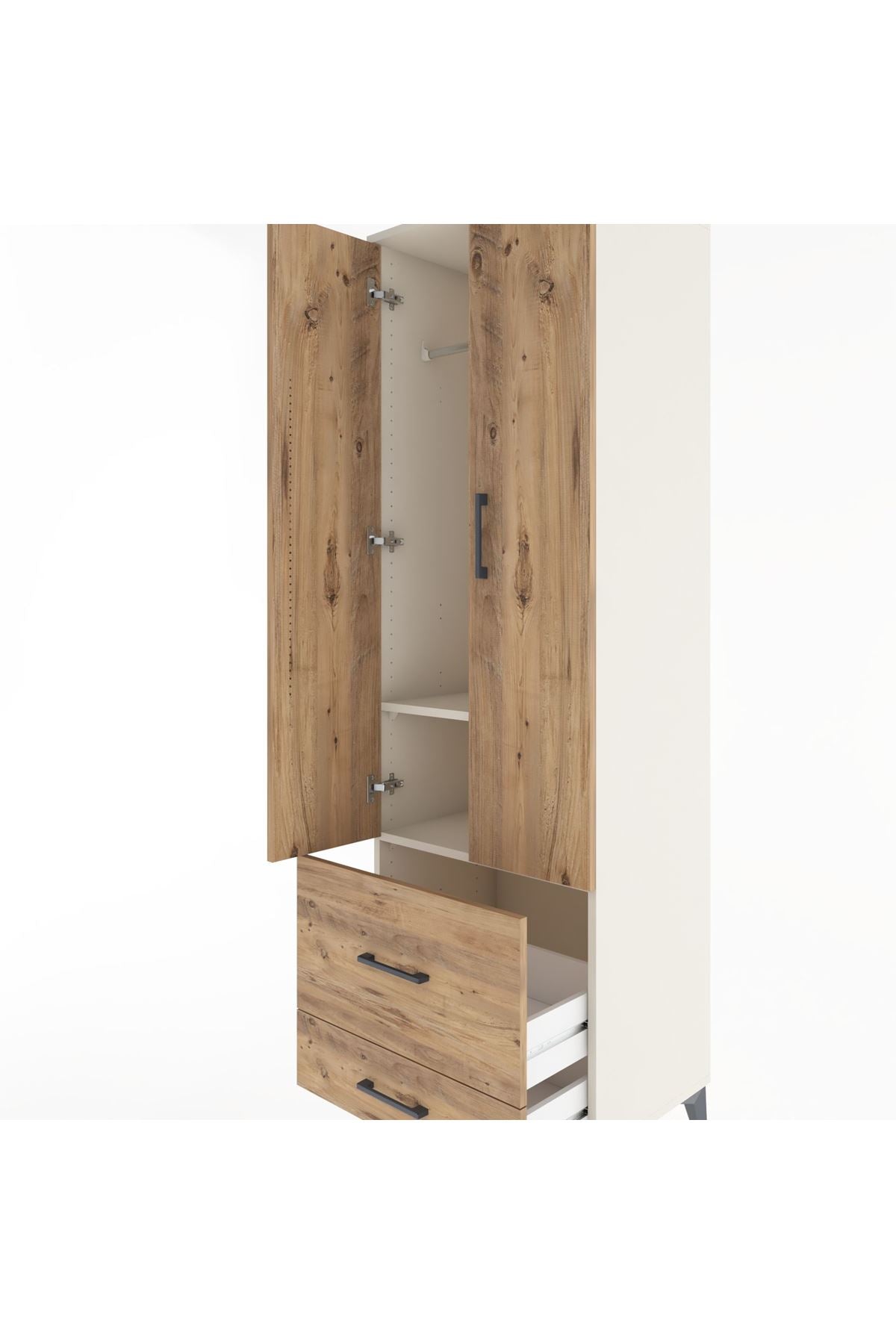 Hyperion Dolap 2 Raflı 2 Çekmeceli Tek Askılı 60x44x195 - S59M016V3B