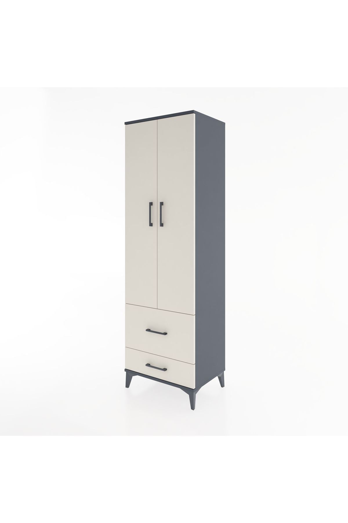 Hyperion Dolap 2 Raflı 2 Çekmeceli Tek Askılı 60x44x195 - S59M016V4B