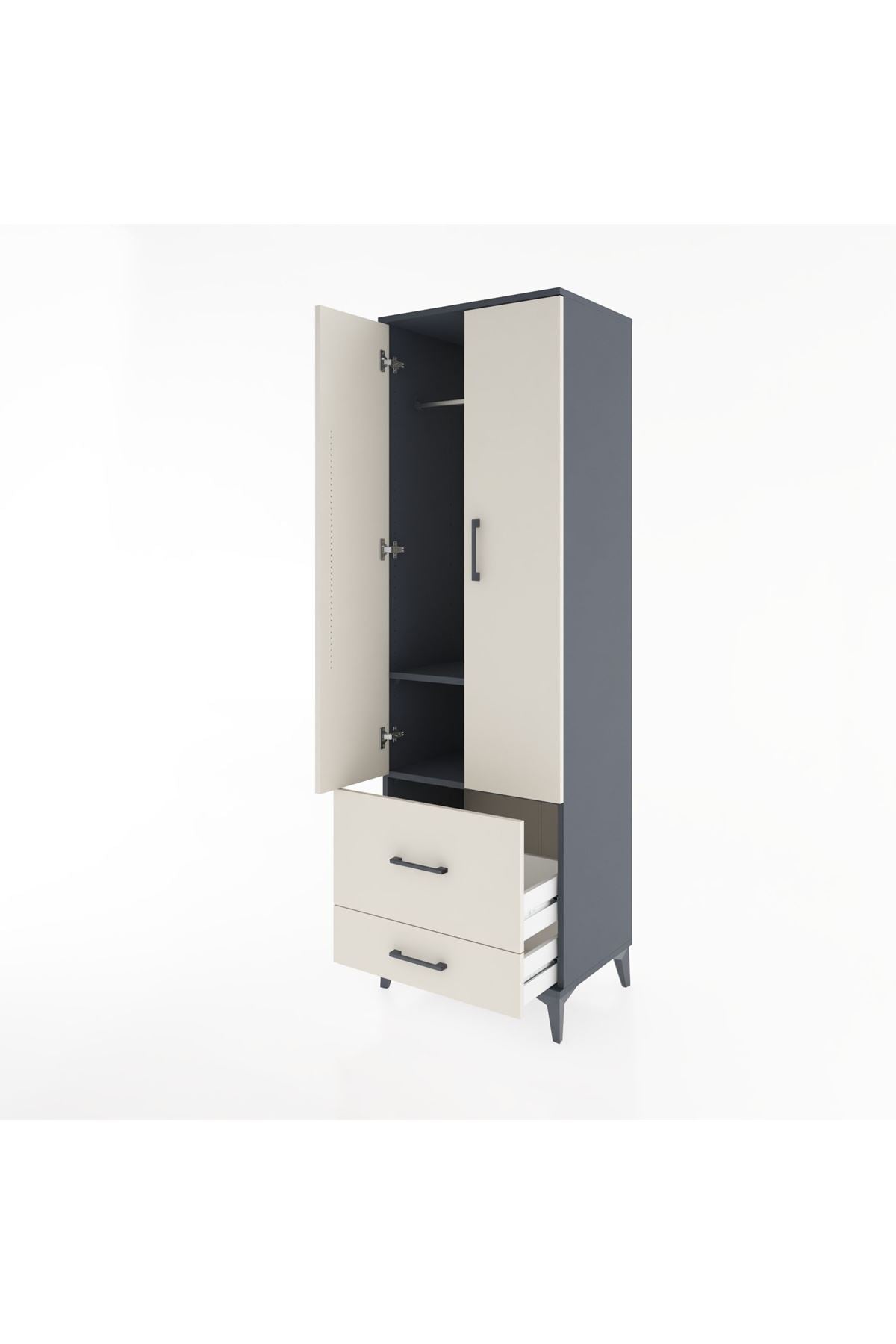 Hyperion Dolap 2 Raflı 2 Çekmeceli Tek Askılı 60x44x195 - S59M016V4B