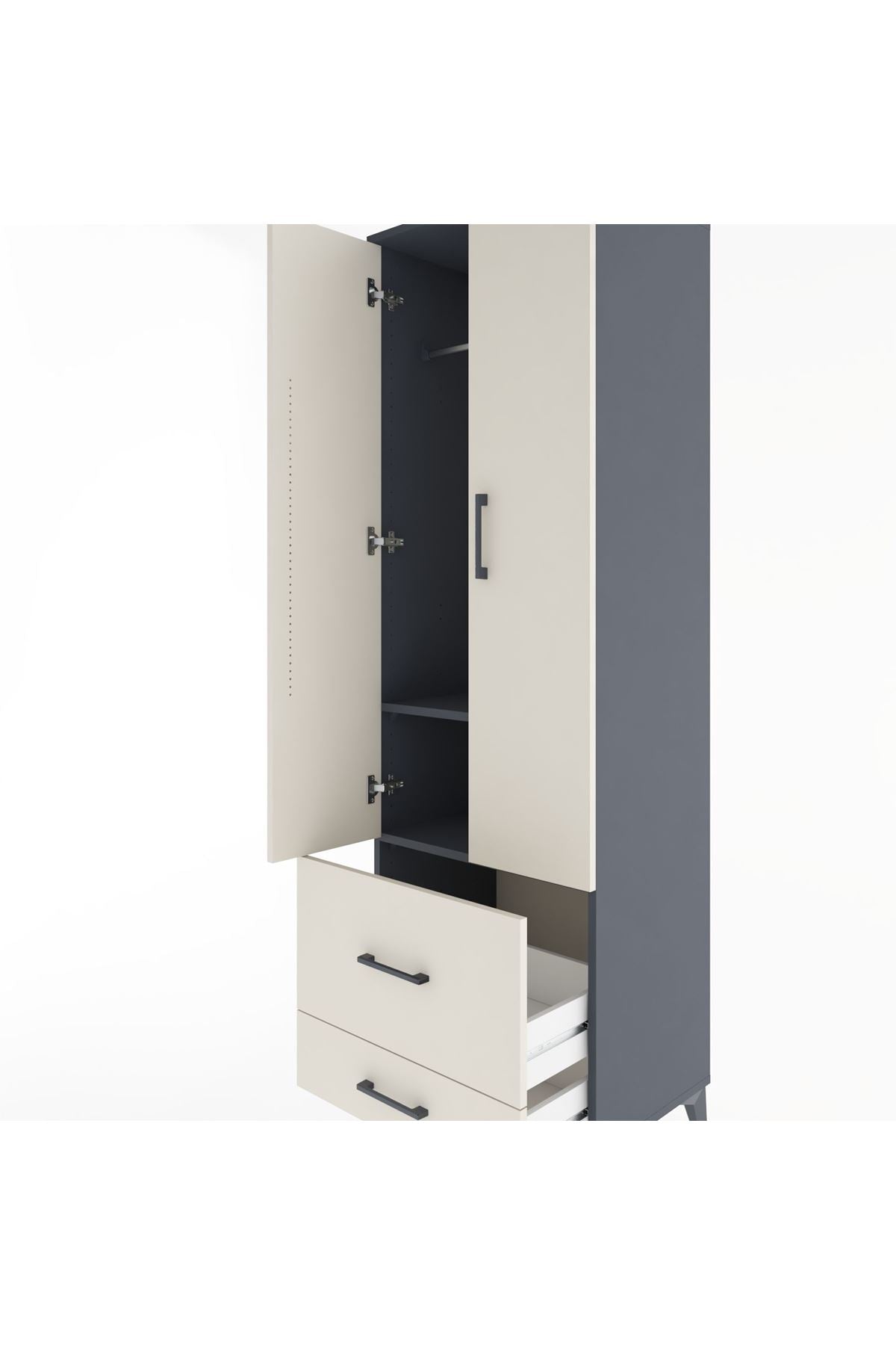 Hyperion Dolap 2 Raflı 2 Çekmeceli Tek Askılı 60x44x195 - S59M016V4B