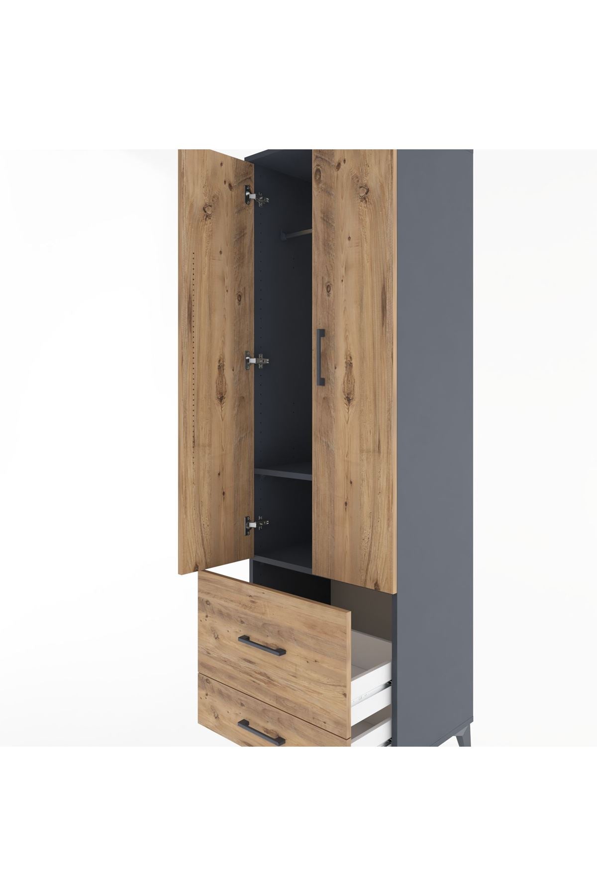 Hyperion Dolap 2 Raflı 2 Çekmeceli Tek Askılı 60x44x195 - S59M016V6B