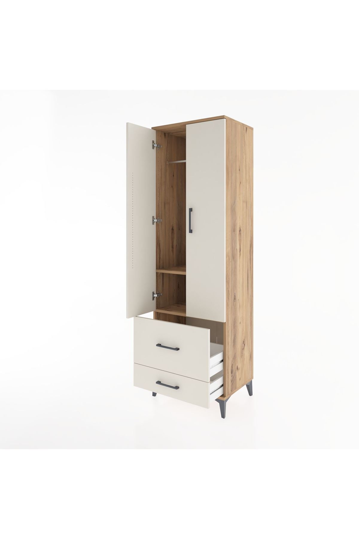 Hyperion Dolap 2 Raflı 2 Çekmeceli Tek Askılı 60x44x195 - S59M016V7B