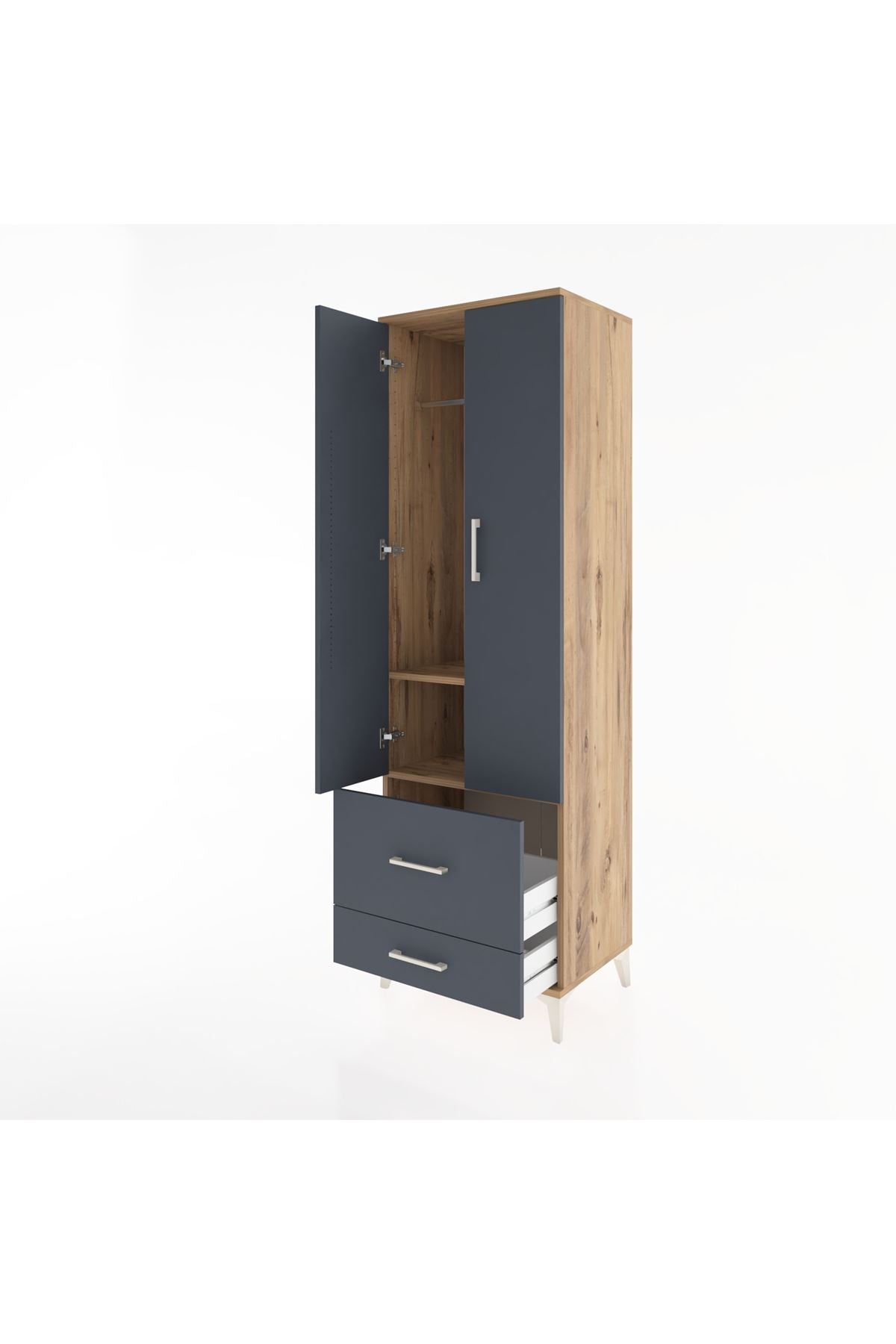 Hyperion Dolap 2 Raflı 2 Çekmeceli Tek Askılı 60x44x195 - S59M016V8B