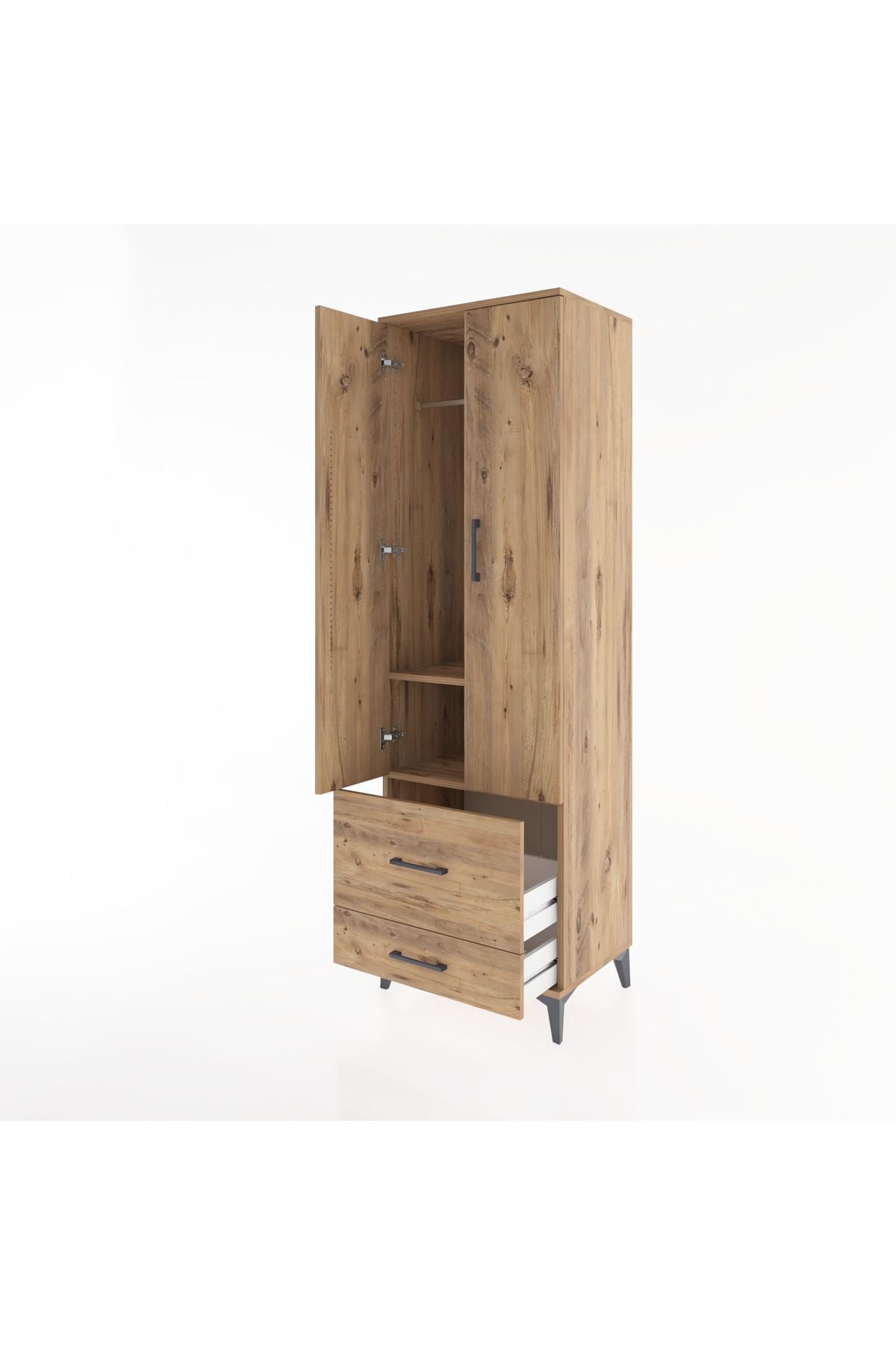 Hyperion Dolap 2 Raflı 2 Çekmeceli Tek Askılı 60x44x195 - S59M016V9B