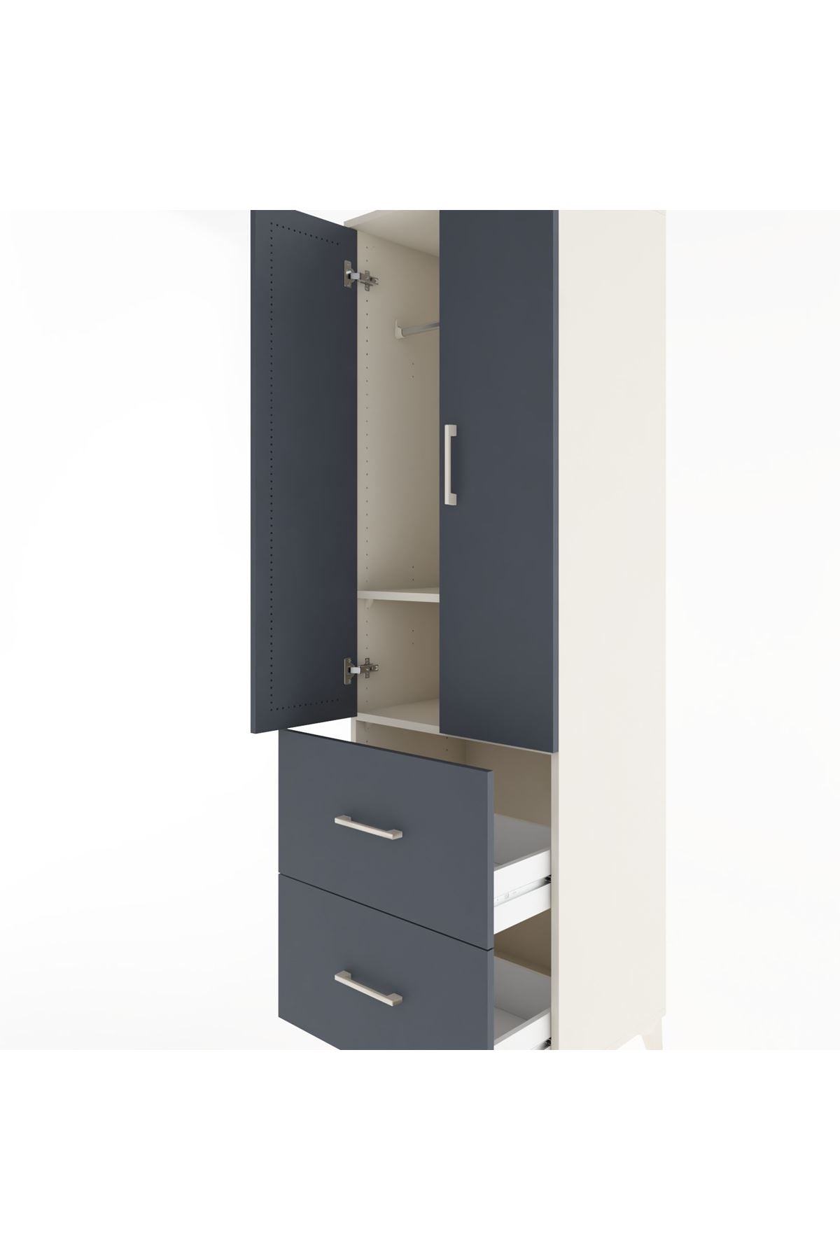 Hyperion Dolap 2 Raflı 2 Çekmeceli Tek Askılı 60x44x195 - S59M019V2B