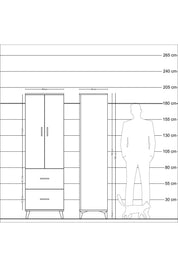 Hyperion Dolap 2 Raflı 2 Çekmeceli Tek Askılı 60x44x195 - S59M019V2B