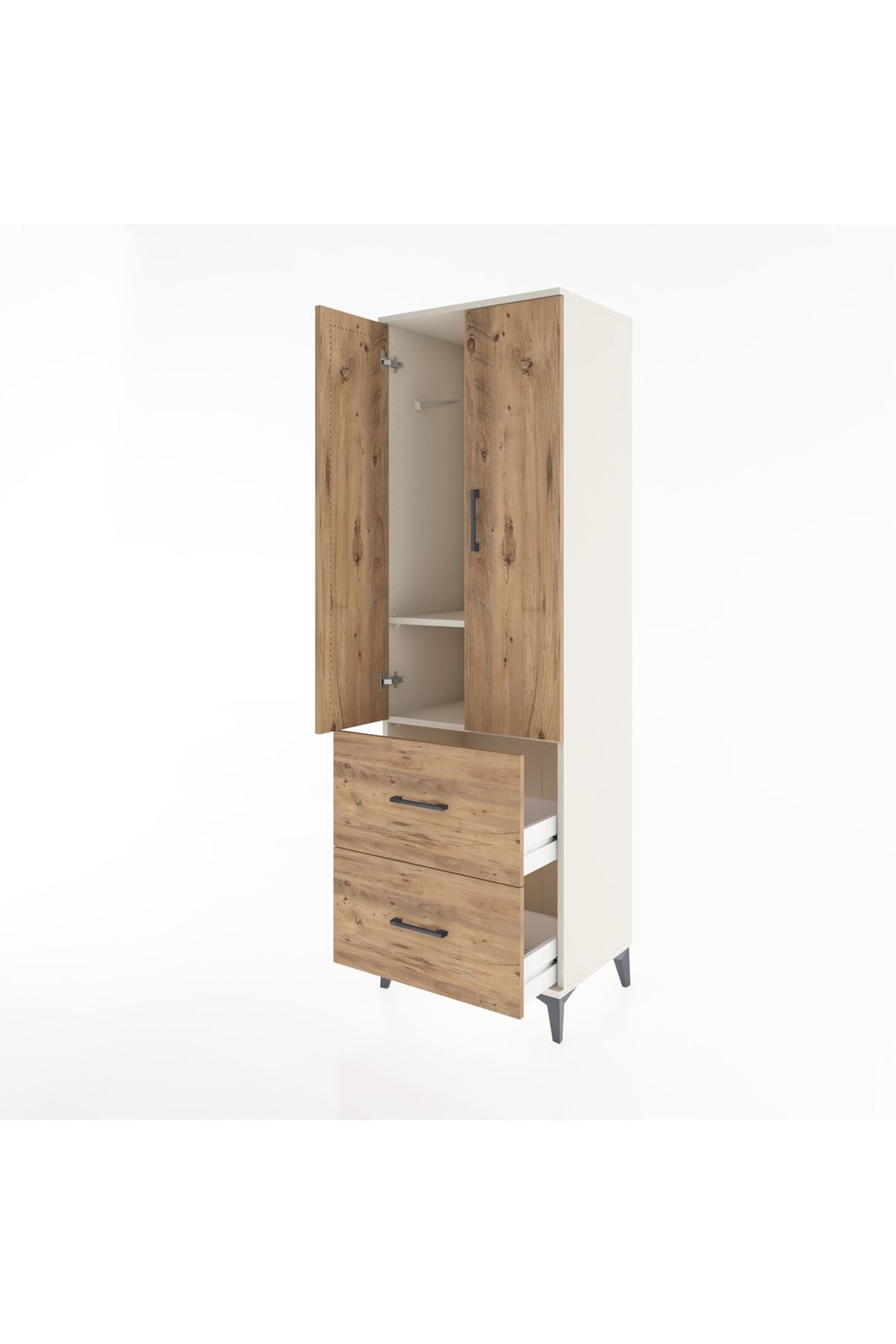 Hyperion Dolap 2 Raflı 2 Çekmeceli Tek Askılı 60x44x195 - S59M019V3B