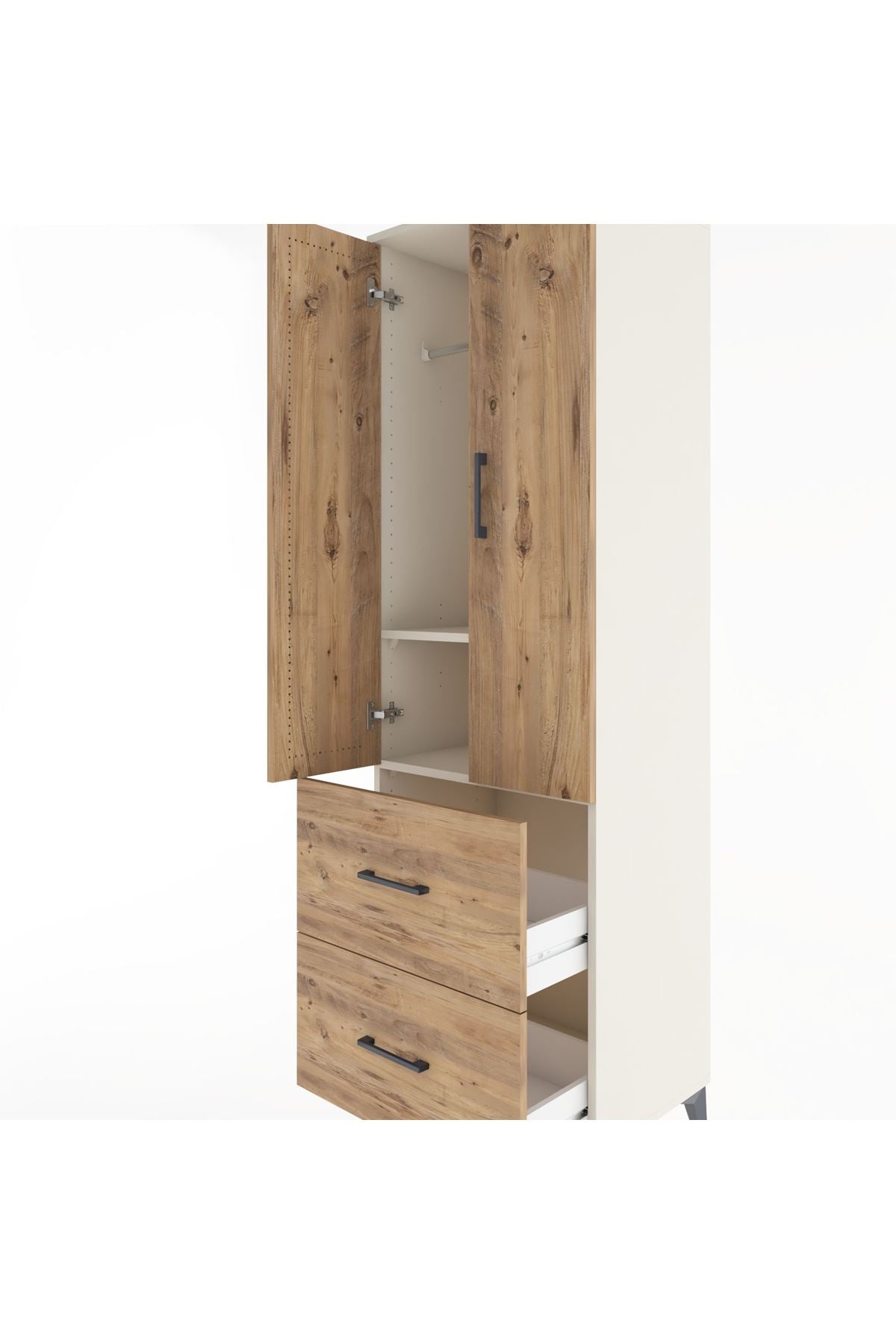 Hyperion Dolap 2 Raflı 2 Çekmeceli Tek Askılı 60x44x195 - S59M019V3B